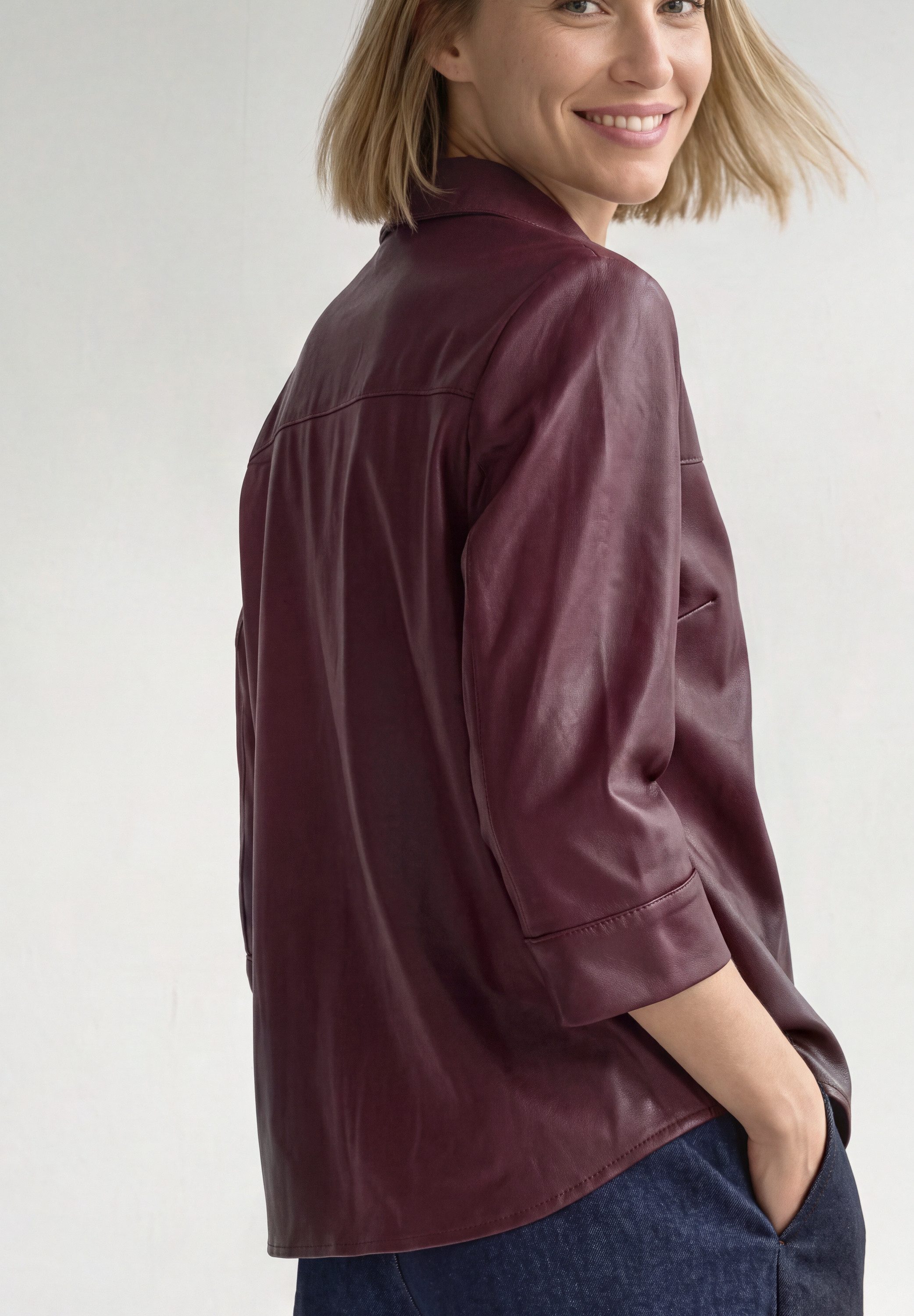 STREET ONE Hemdbluse 3/4-Arm Hemdbluse im Leder-Look – Bild 3 von 5