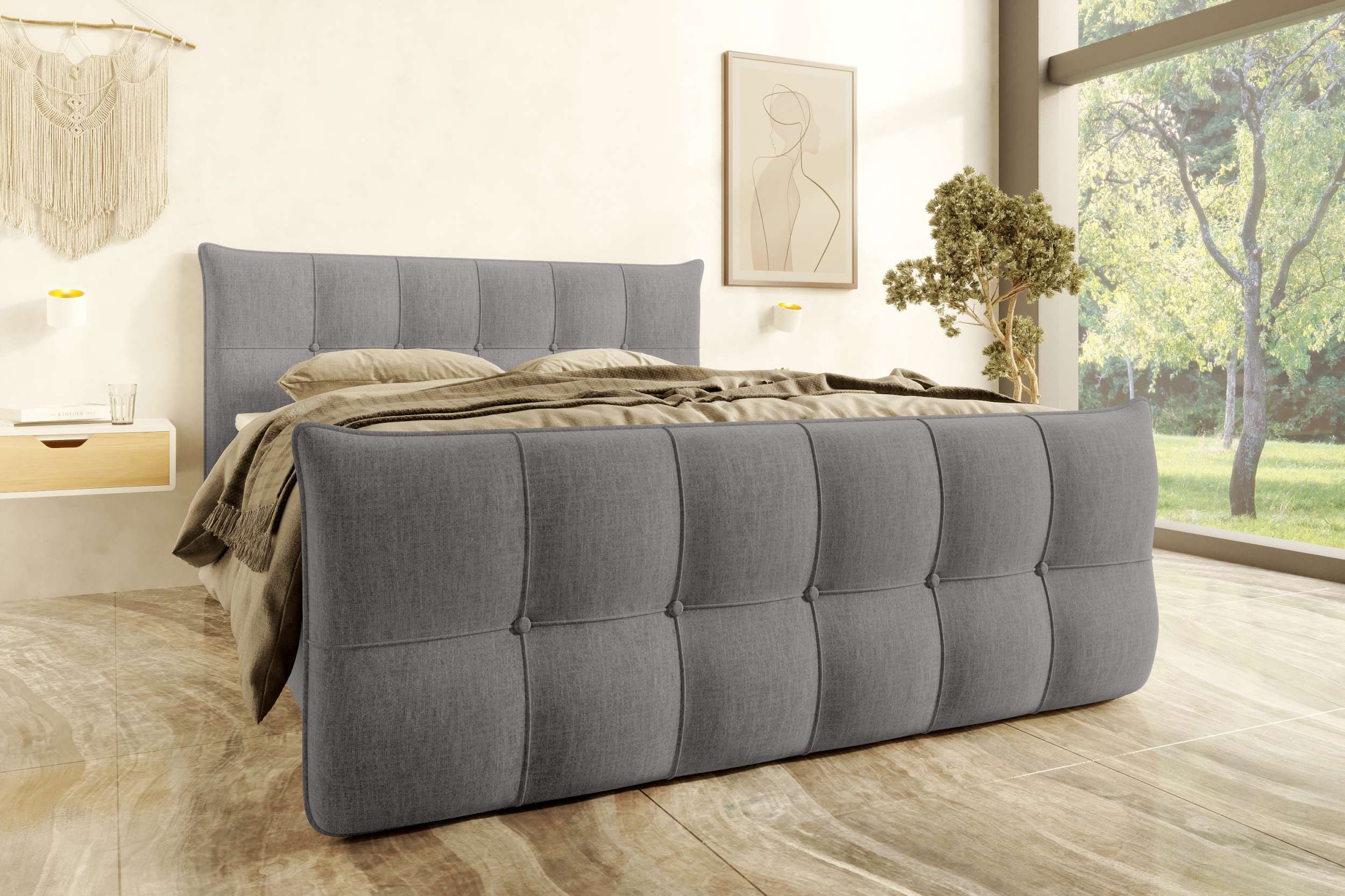 99rooms Boxspringbett Divan Plus (Schlafzimmerbett, Bett), 140/160/180/200x200 cm, in Jacquard TRESOR, mit Topper, Bettkasten