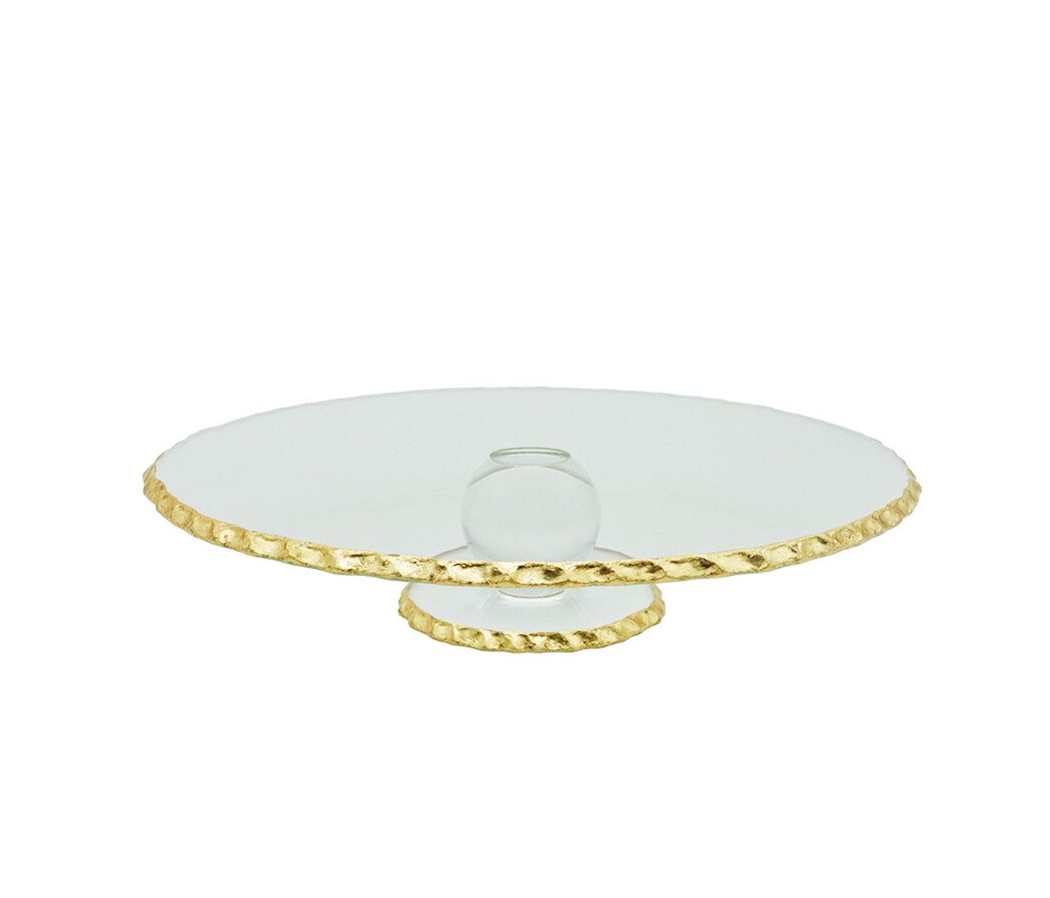 Schäfer Elektronik Servierplatte mit Fuß & Goldrand, aus hochwertigem Glas - ø26 x 7 cm, Glas, (1-tlg), mit Goldrad, 26 x 7 cm, mit Standfuß