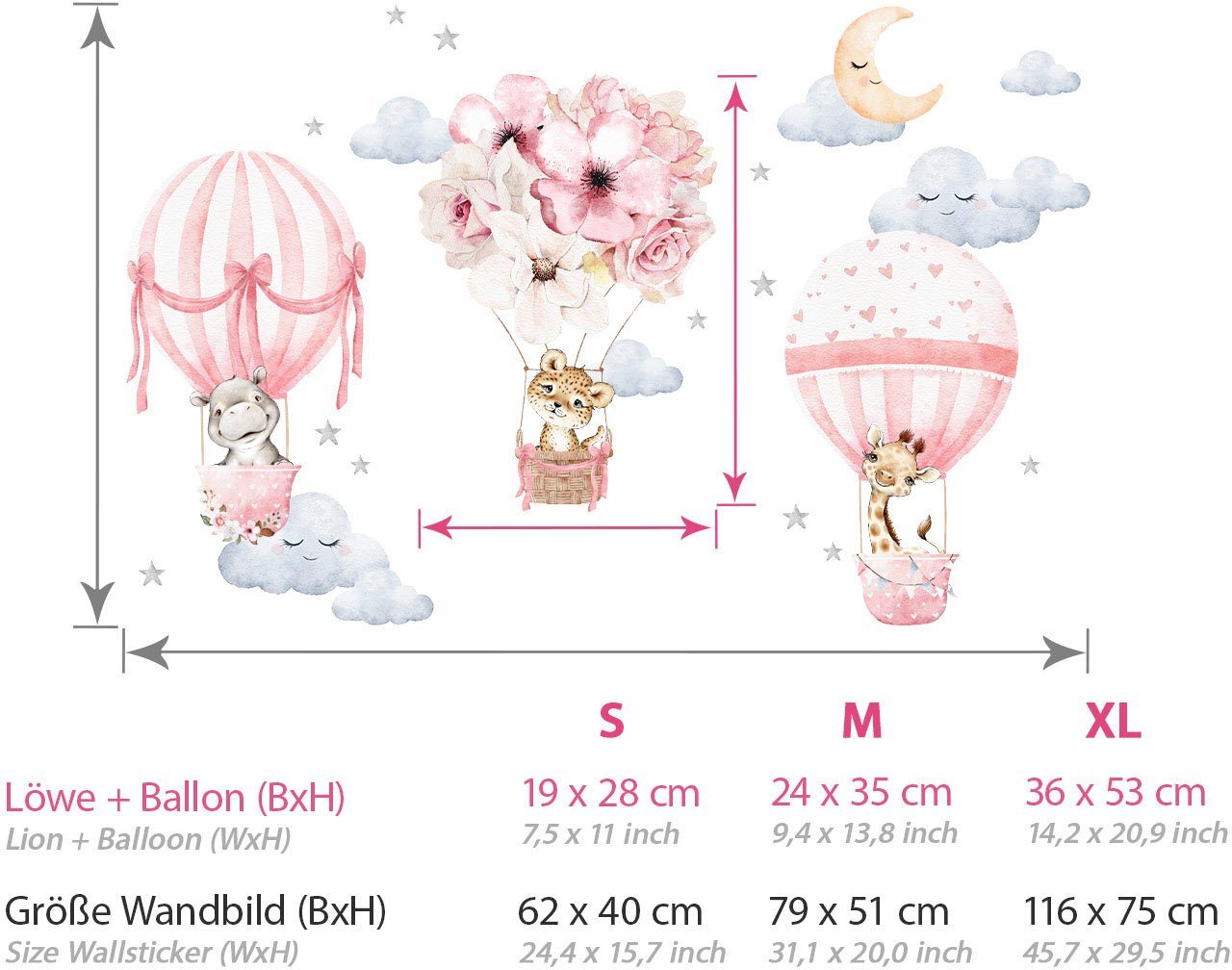 little DECO Wandtattoo »Little Deco Wandtattoo Tiere & Heißluftballons Rosa«-HomeTrends