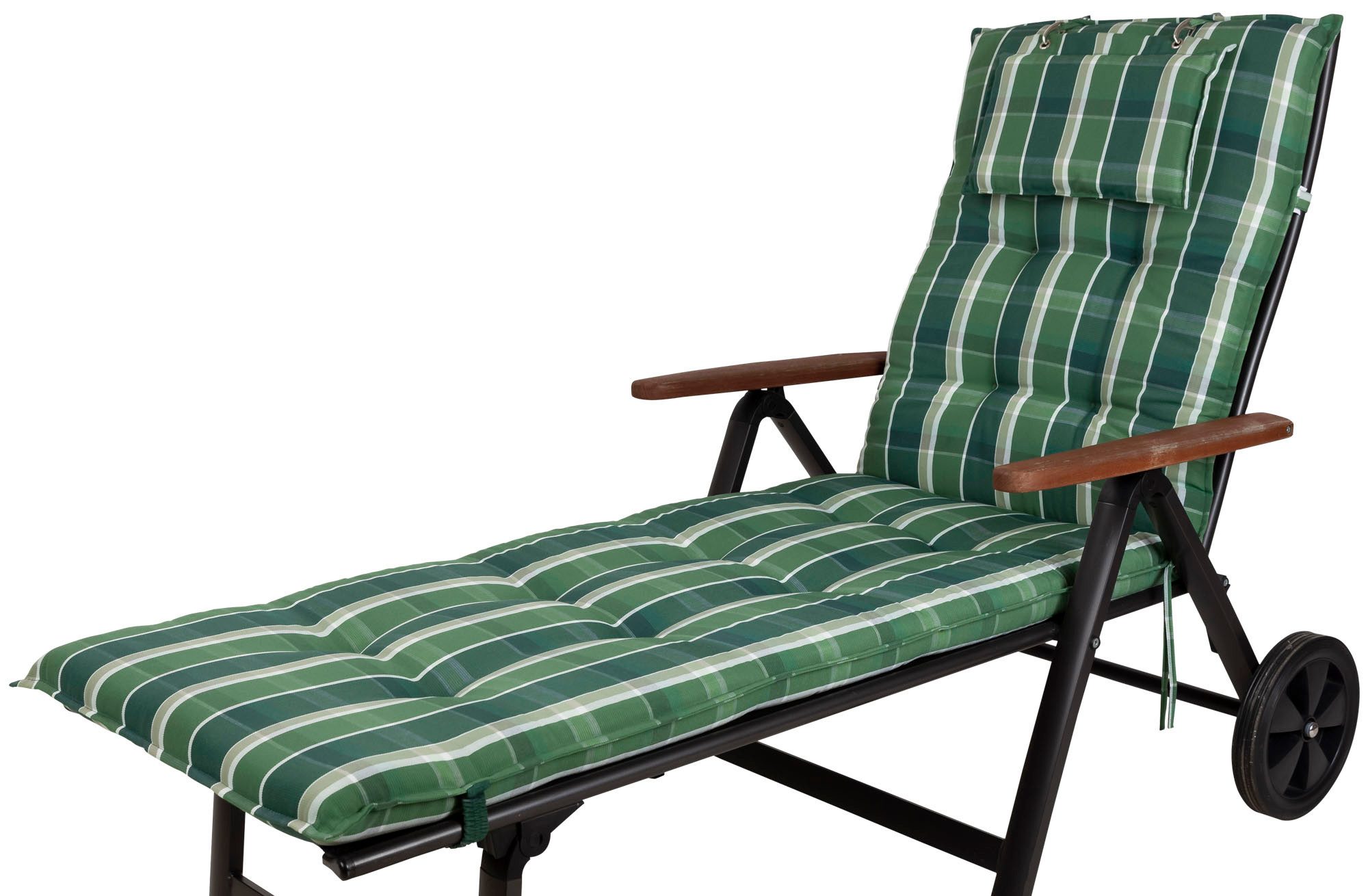Sun Garden Liegenauflage Rollliege Monte 10557-200 grün kariert 193x60x8 cm Sun Garden, (1 St), Halteband verstellbar mit Bindebändern Halteband Gummi