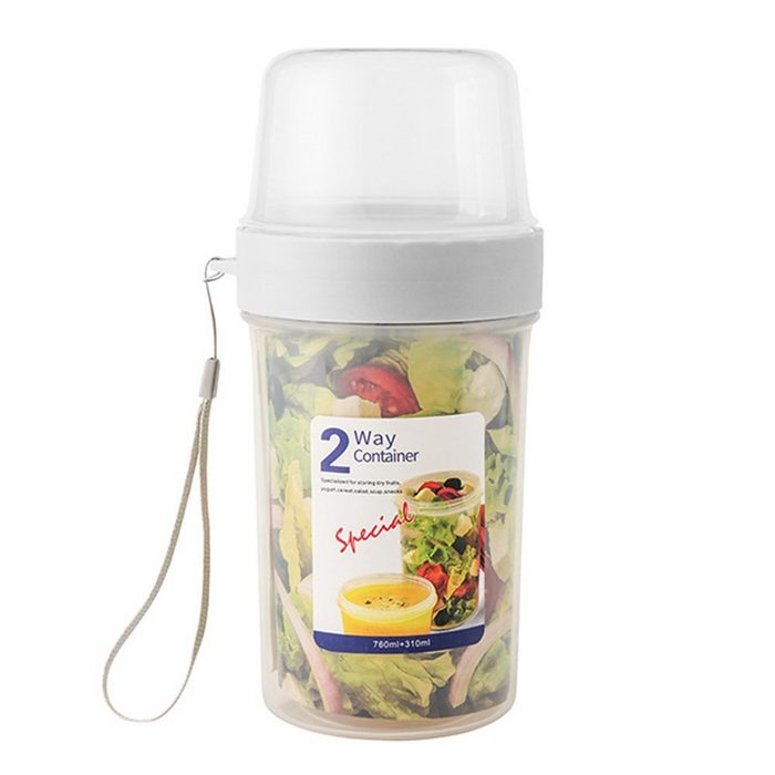 Mmgoqqt Aufbewahrungsbecher Frühstück On The Go Cups Joghurt Portable Cups große Kapazität versiegelt Double Layer Food Container mit Getreide Haferflocken oder Obst Container( 310ml+760ml)