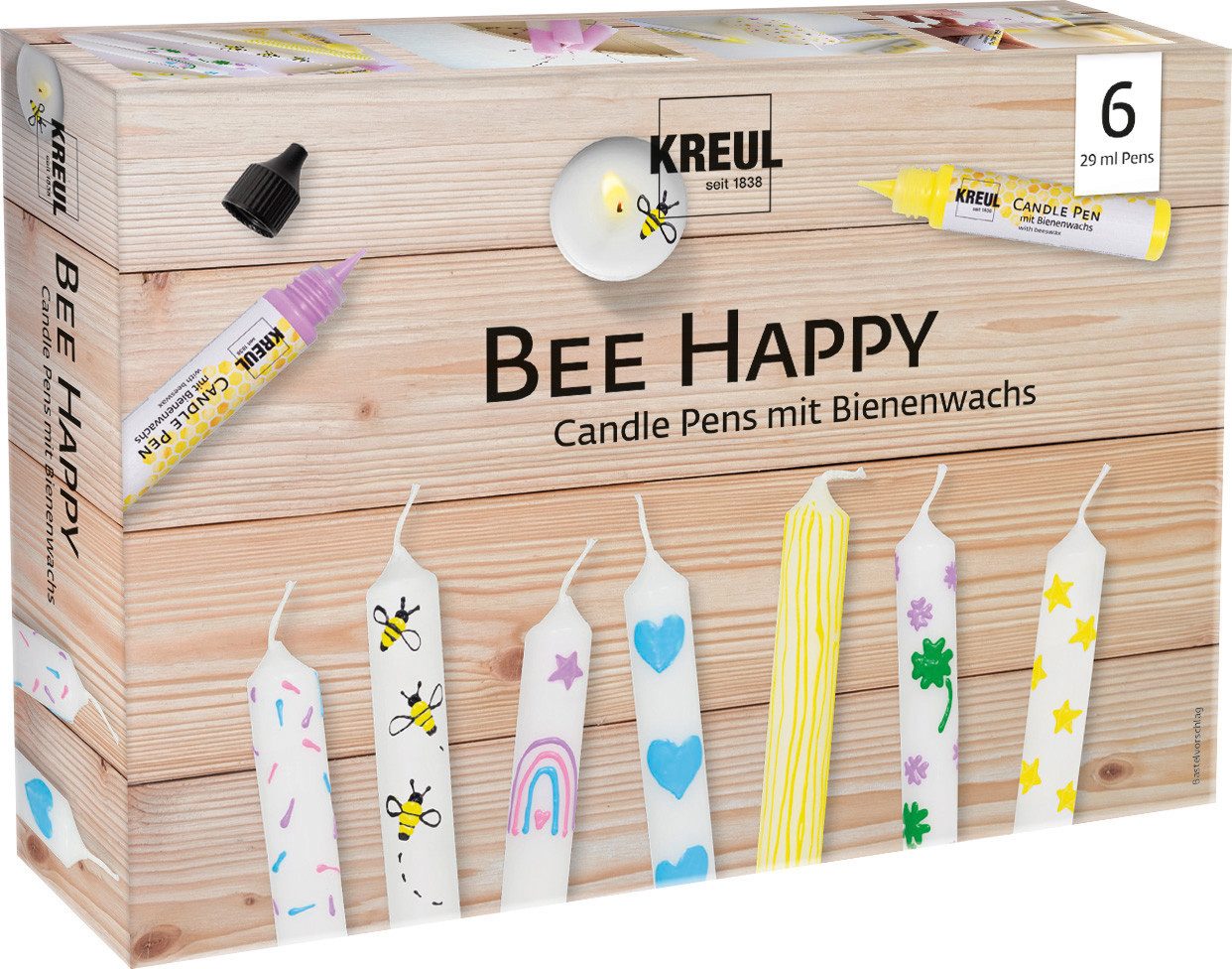 Kreul Kerzenmalfarbe Kreul Candle Pen Bee Happy 6er Set