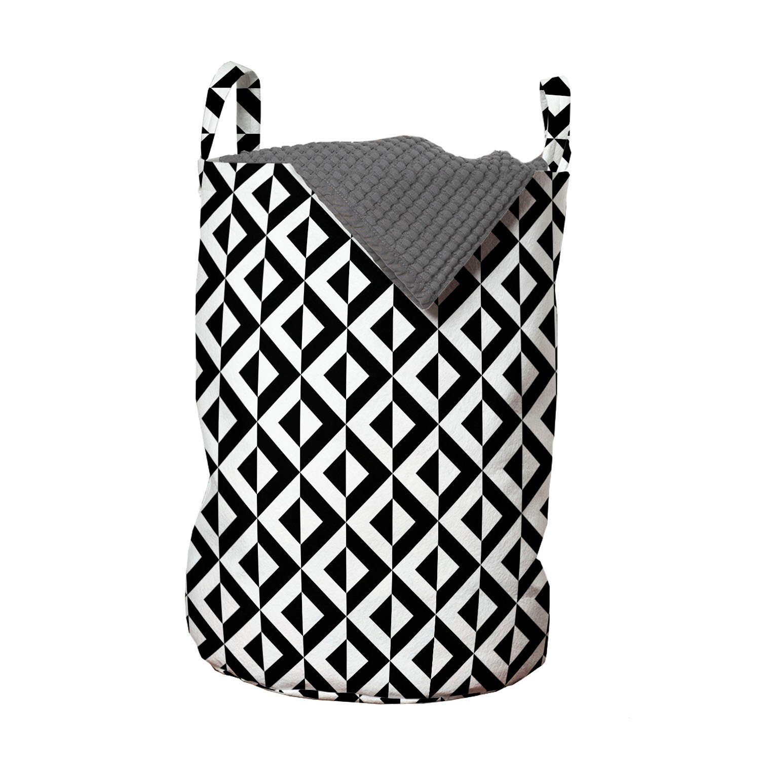 Abakuhaus Wäschesäckchen Wäschekorb mit Griffen Kordelzugverschluss für Waschsalons, Geometrisch Zier Squares | Wäschesäcke