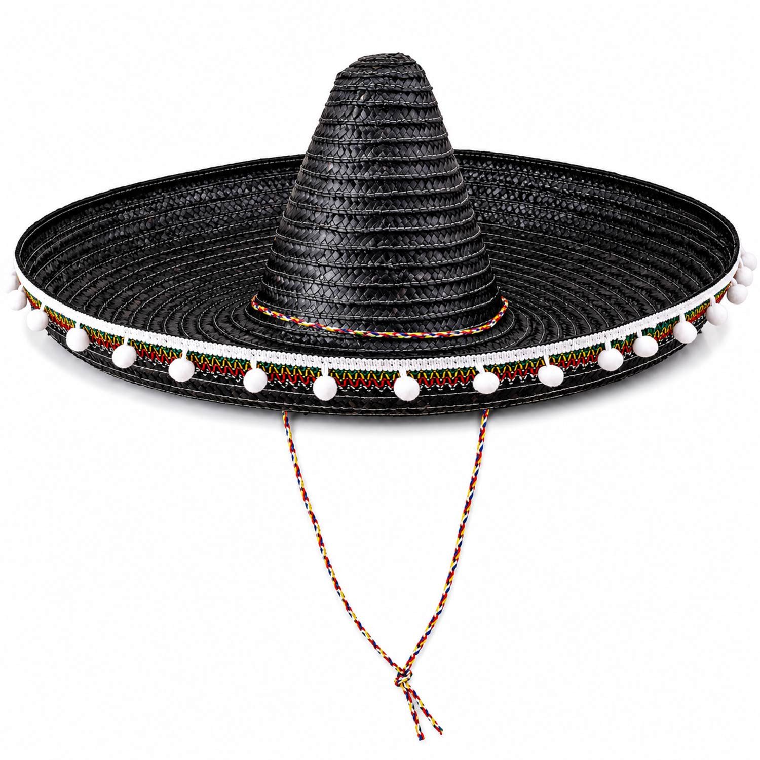 Funny Fashion Strohhut Mexiko Sombrero mit Troddeln - Ø 60 cm
