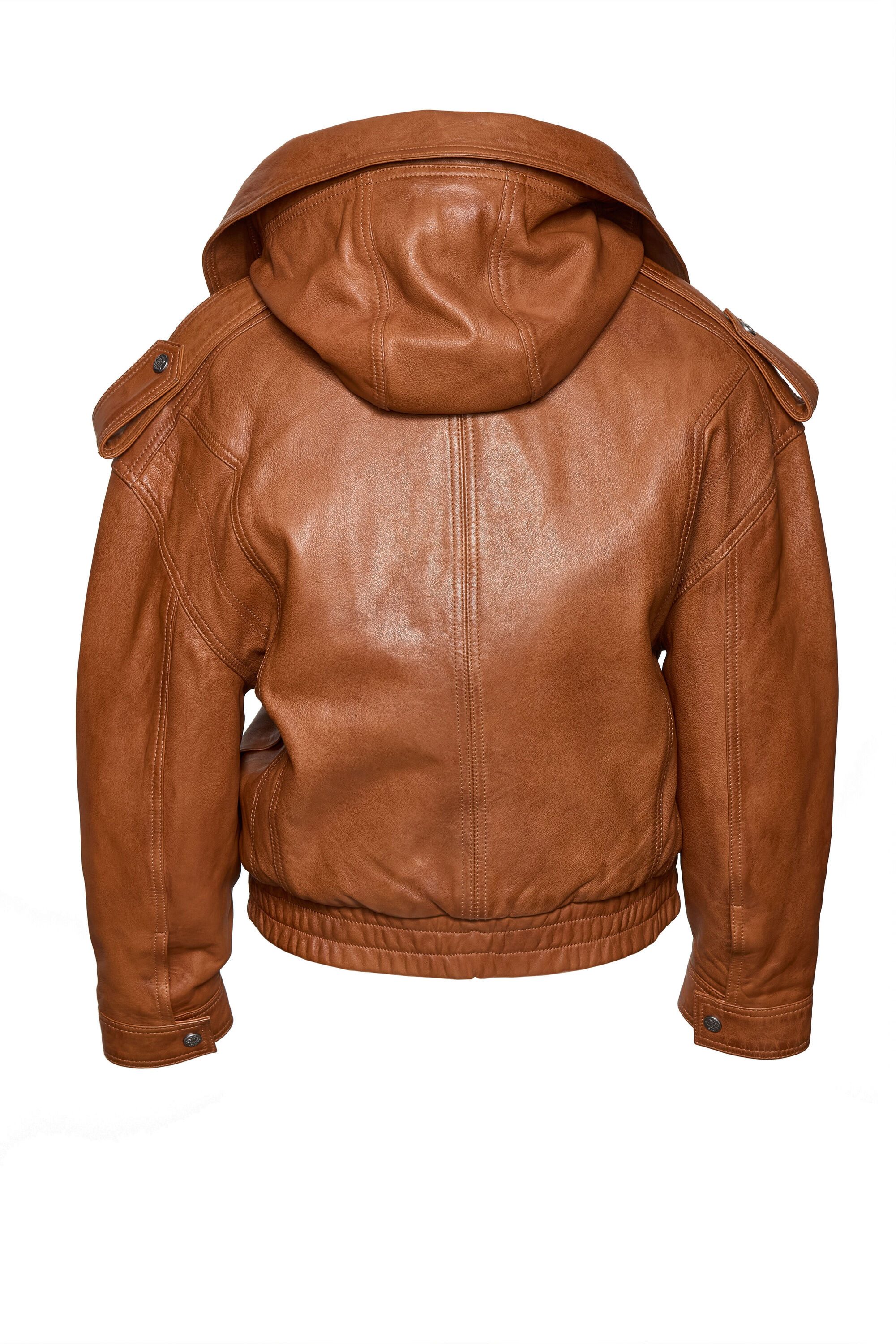 Apple of Eden Lederjacke (1-St) hüftlang, mit Kapuze