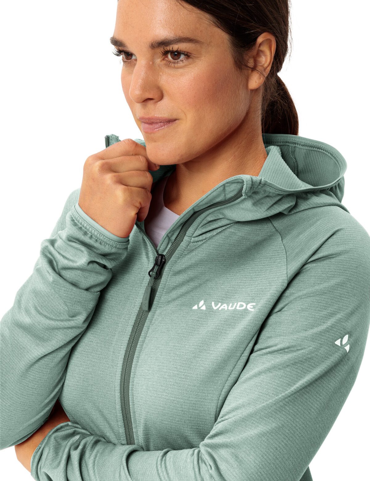 VAUDE Fleecejacke WOMEN'S TEKOA FLEECE JACKET II mit Kapuze, taillenbedeckte Länge
