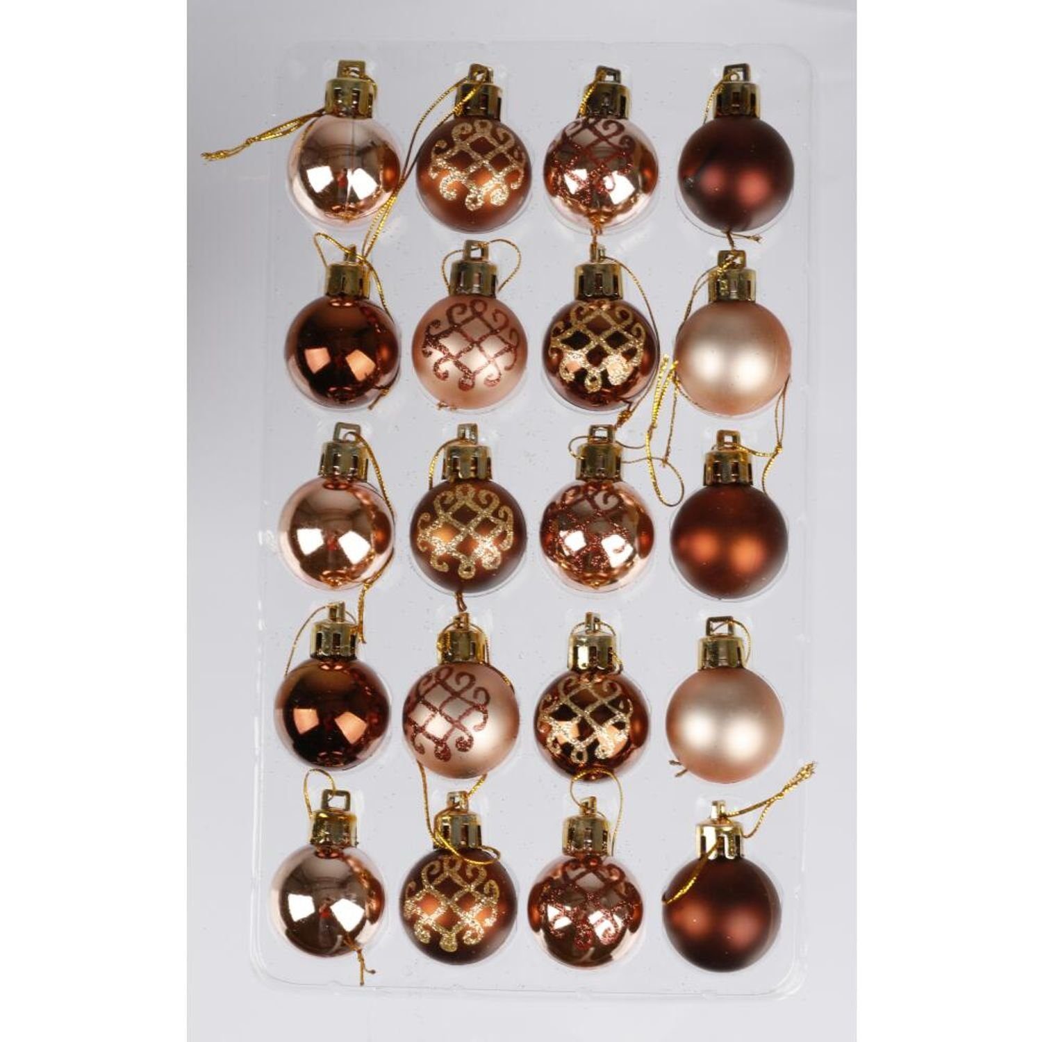 BURI Christbaumschmuck 20er-Set Weihnachtsbaumschmuck Rosa Töne aus Kunststoff 3cm klein