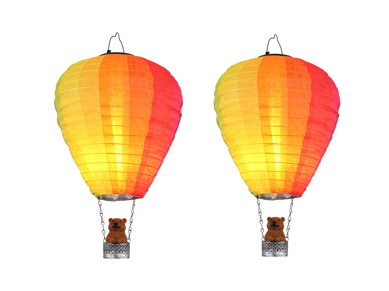 GLOBO LIGHTING LED Solarleuchte, LED fest integriert, warmweiß, 2er Set ausgefallene Solar-ballon Laterne Solarlicht Garten, Höhe 44cm