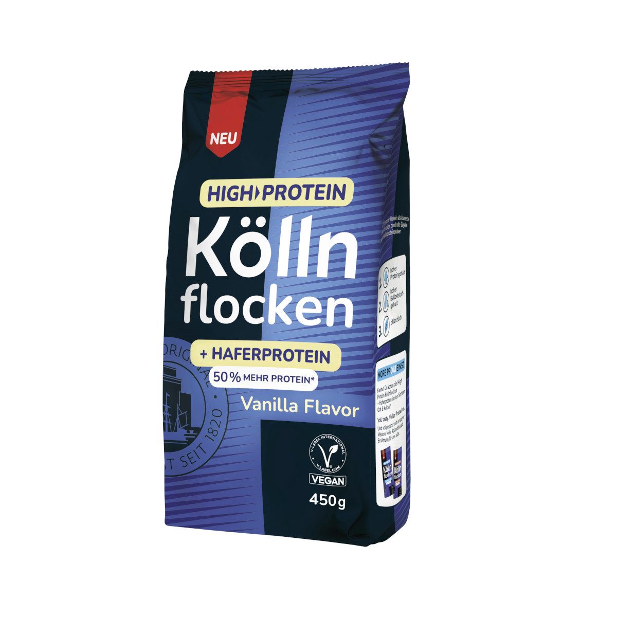 Kölln Cerealien, Kölln High Protein Köllnflocken Oat Vanilla Flavor Packung 450g