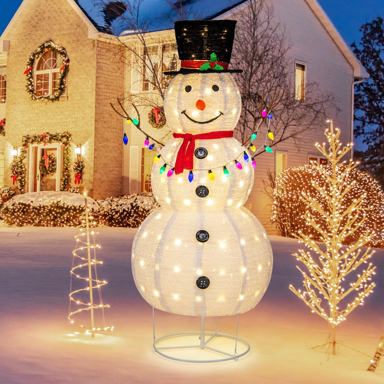 COSTWAY Weihnachtsfigur, Schneemann, mit 180 warmweißen günstig online kaufen