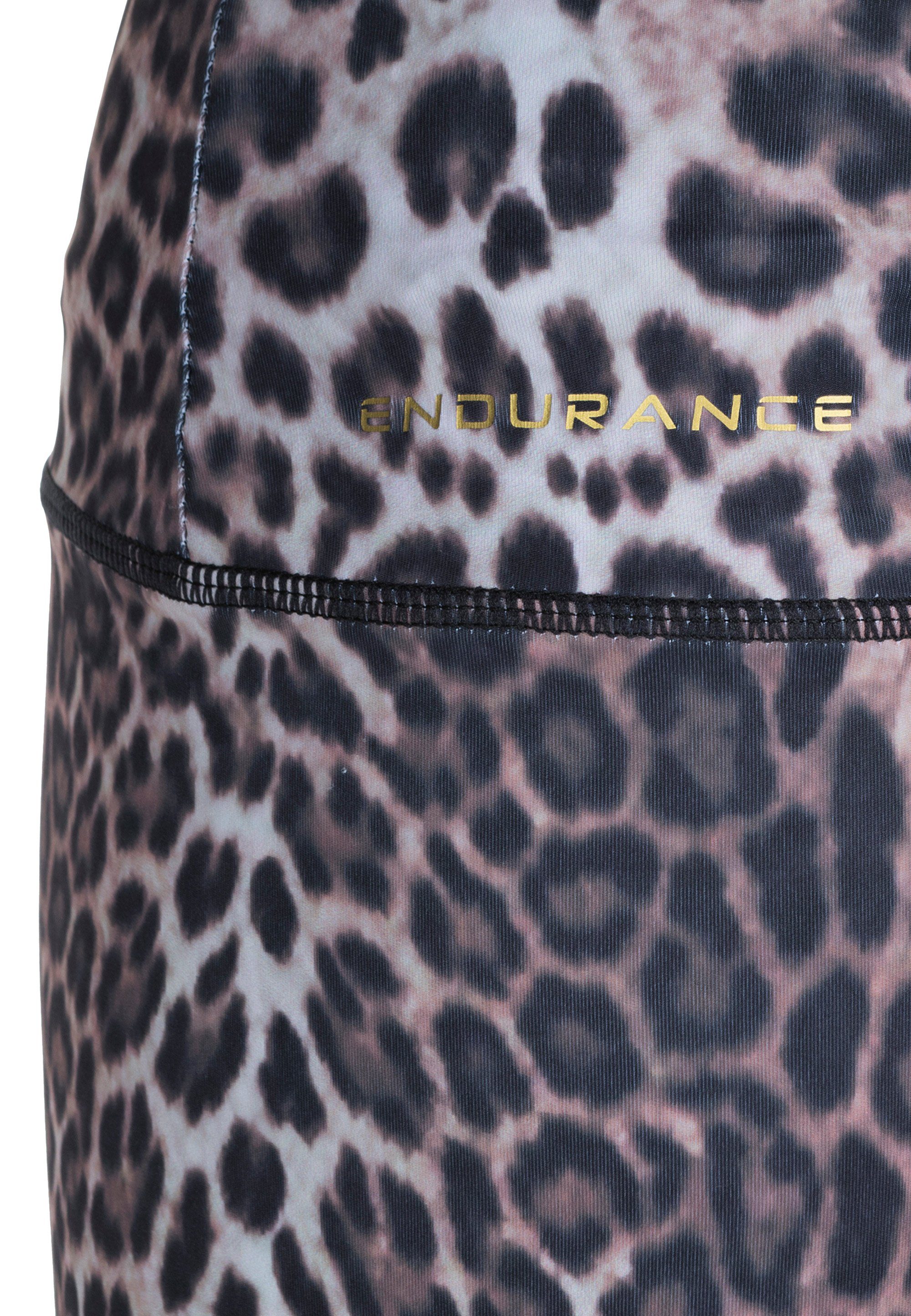 ENDURANCE Konwich mit Leopardenmuster braun-schwarz Jr. Lauftights angesagtem