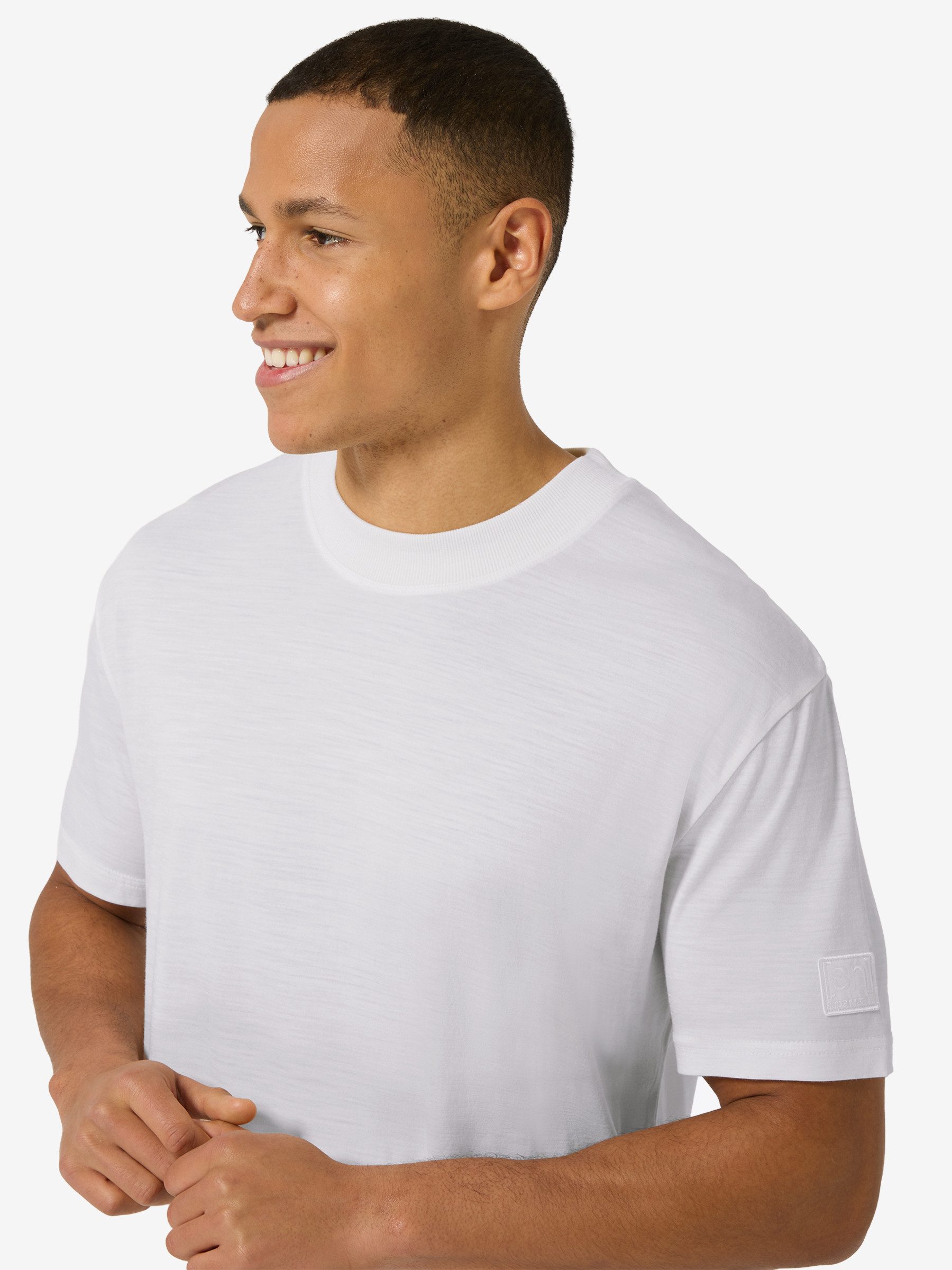 SUPER.NATURAL T-Shirt für Herren, nachhaltig, Merino casual, gerippter Kragen