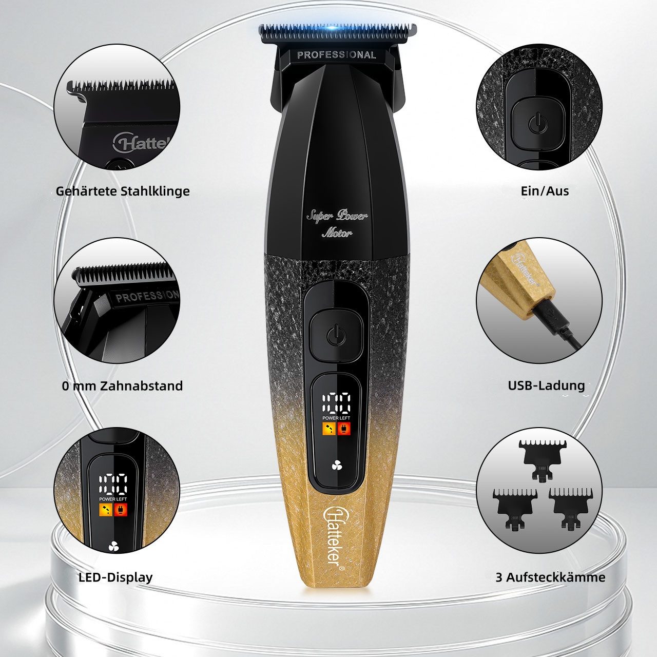 Scttomon Haarschneider G56, Barttrimmer, Trimmer für Haare & Bart, 8000 RPM, LED-Display