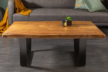 riess-ambiente Couchtisch MAMMUT 110cm honigfarben / schwarz (Einzelartikel, 1-St), Wohnzimmer · Massivholz · Baumkante · 3,5cm Tischplatte · Metall