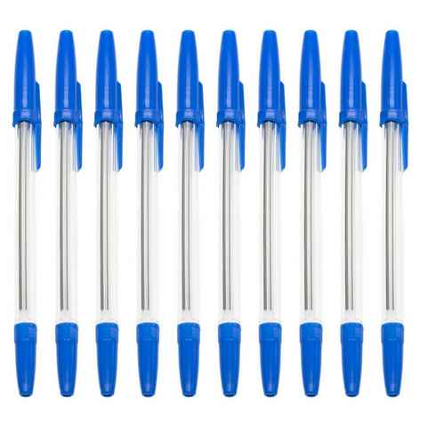 Osma Kugelschreiber 10-100 Kugelschreiber Kuli Schreibstift mit Kappe, (10-tlg), Stift, Schreiben, Blau, Schreiber