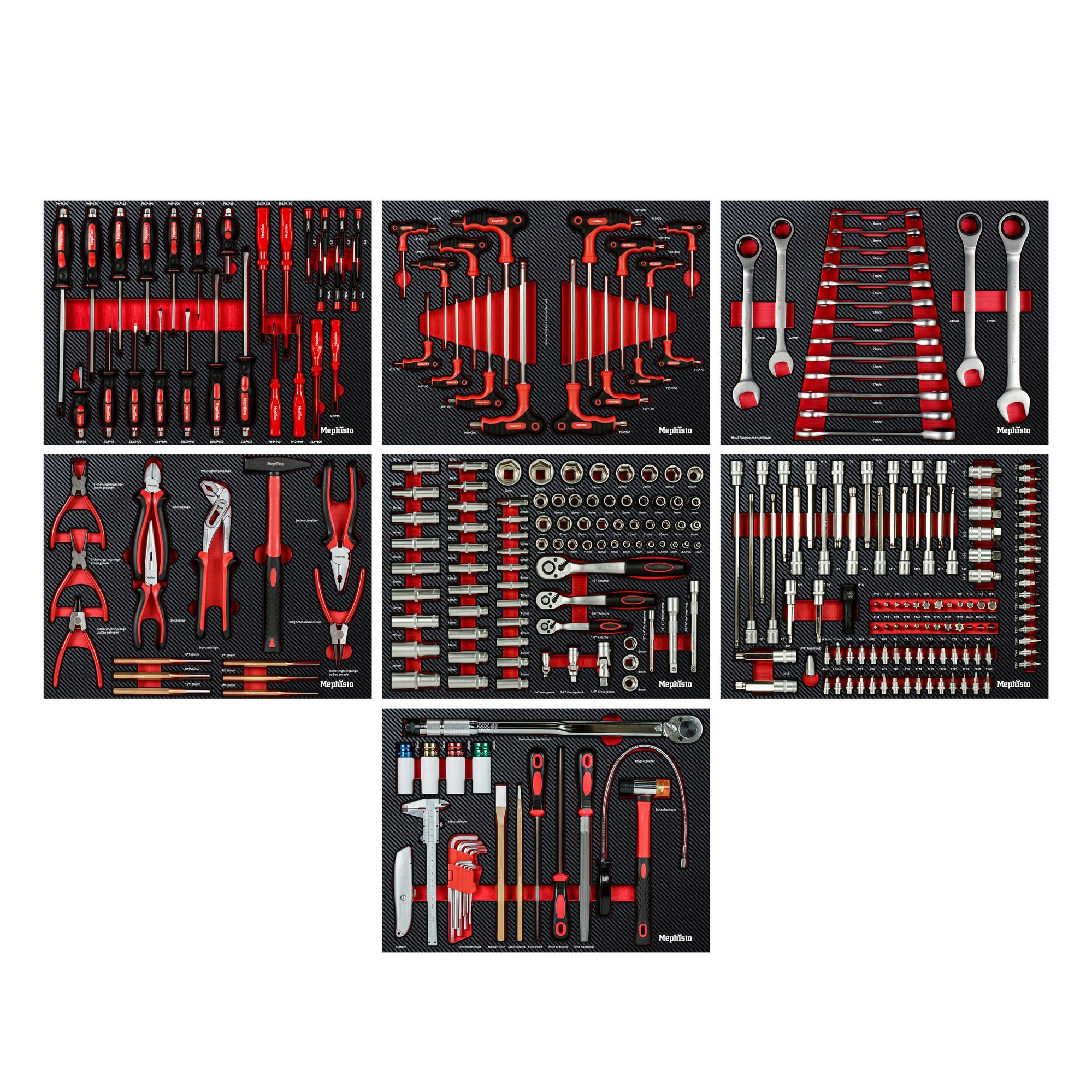 Mephisto-Tools Werkzeugset, (Set), metrisch, inkl. Soft Inlay in Carbon-Optik
