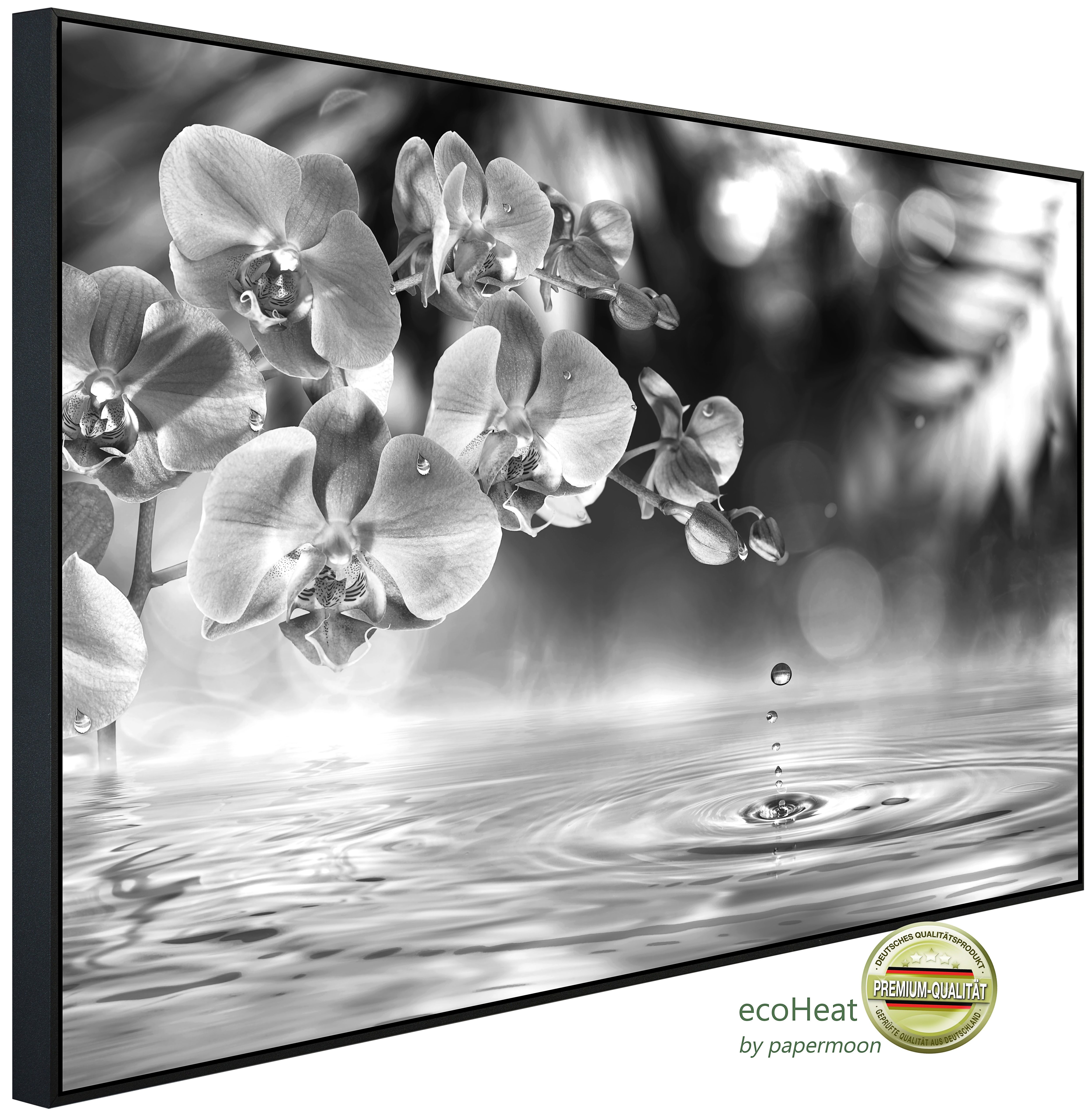 Papermoon Infrarotheizung INFRAROT-BILD-HEIZUNG, Blume Schwarz & Weiß, TÜV-Rheinland/GS zertifiziert, angenehme Strahlungswärme
