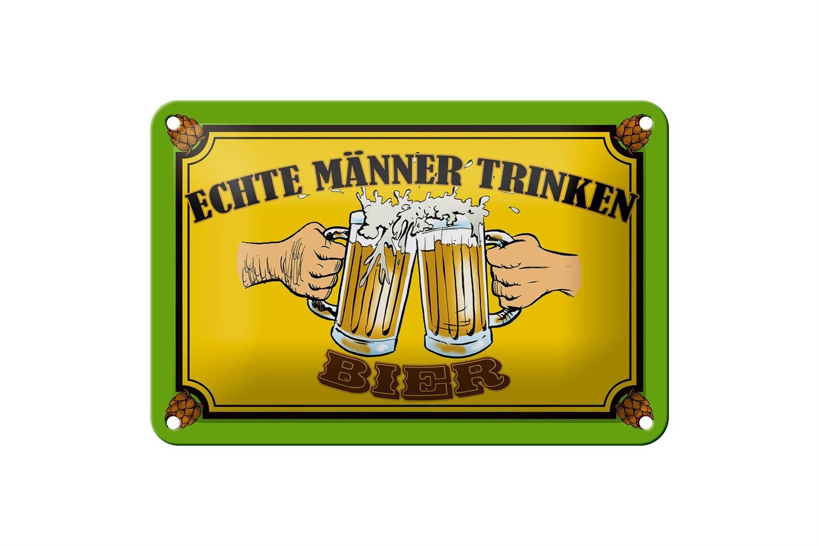 Metallschild Alkohol 18x12cm echte Männer trinken Bier