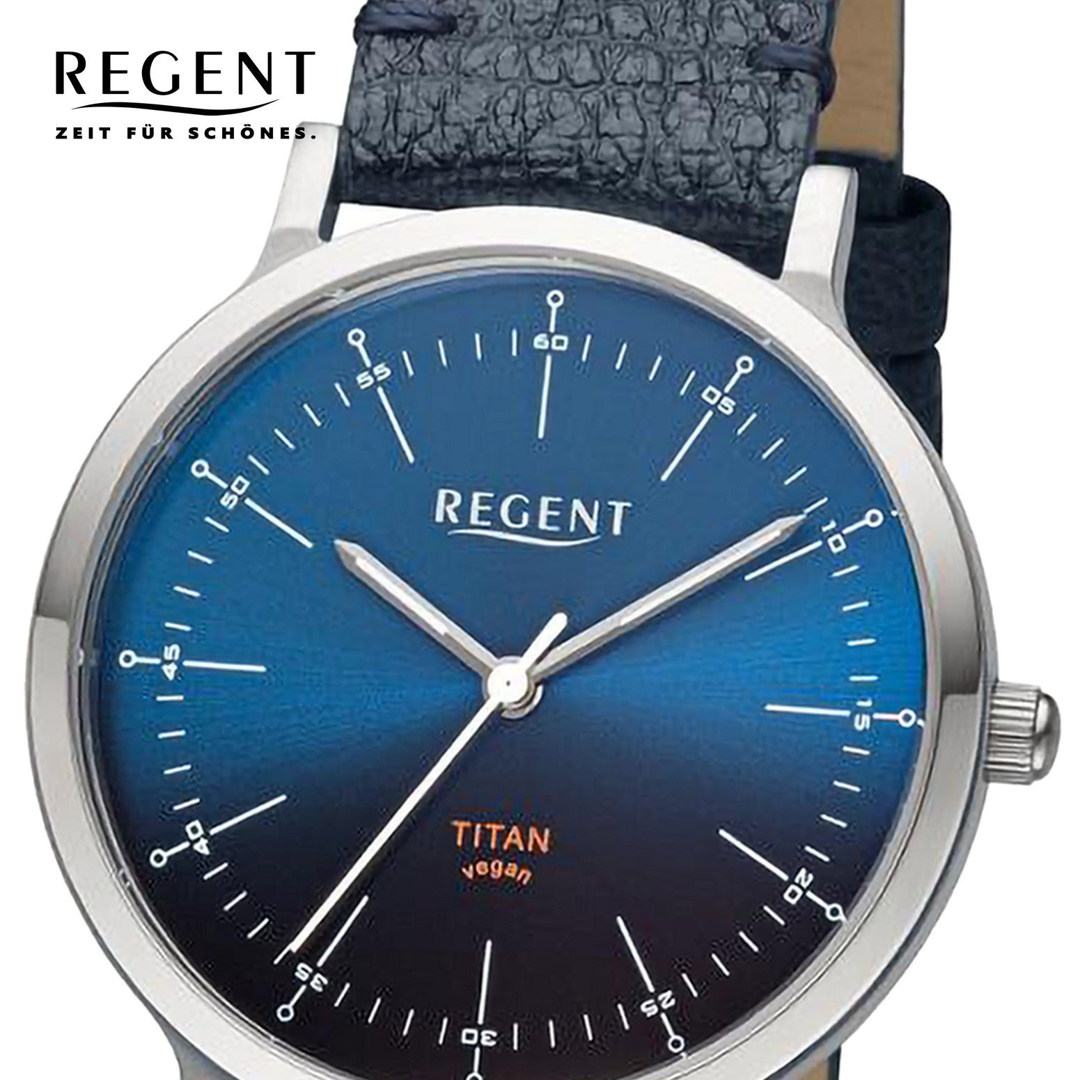 Armbanduhr Regent extra Damen Analog, Lederarmband Armbanduhr (ca. 33mm), groß Damen Regent Quarzuhr rund,
