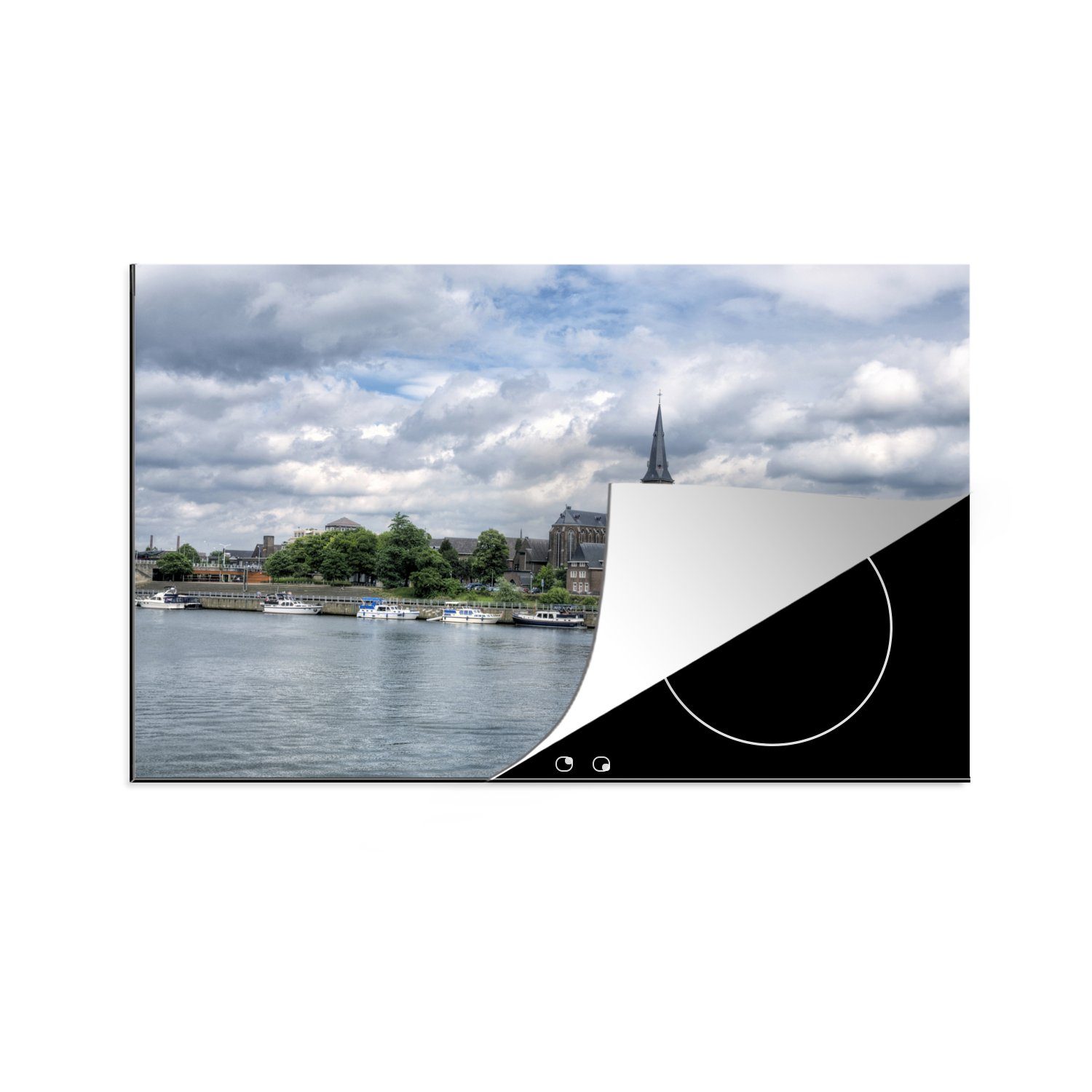 MuchoWow Herdblende-/Abdeckplatte Wasser - Maastricht - Luft, Vinyl, (1 tlg), 81x52 cm, Induktionskochfeld Schutz für die küche, Ceranfeldabdeckung