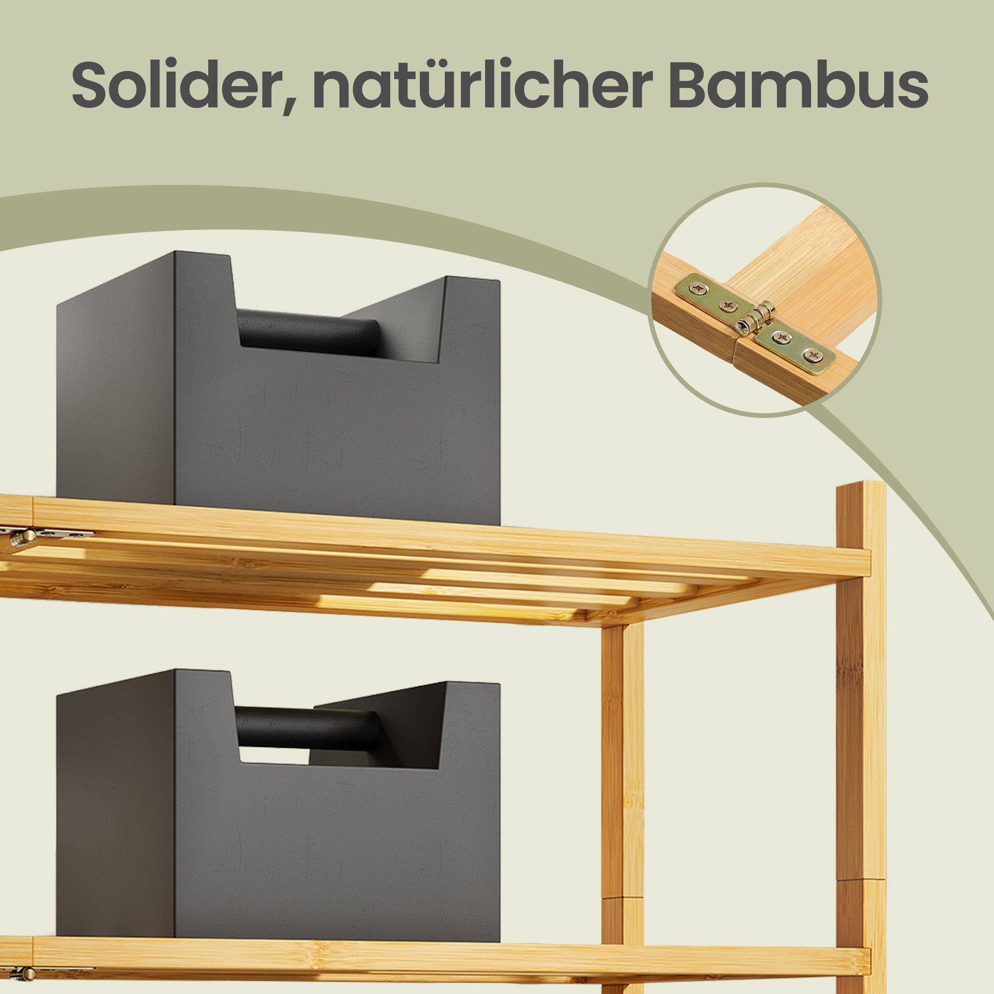 SONGMICS Schuhregal aus Bambus, Schuhablage 3 Ebenen, stapelbar, Regal für 12-16 Paar Schuhe, 25 x 70 x 51,5 cm – Bild 5 von 5