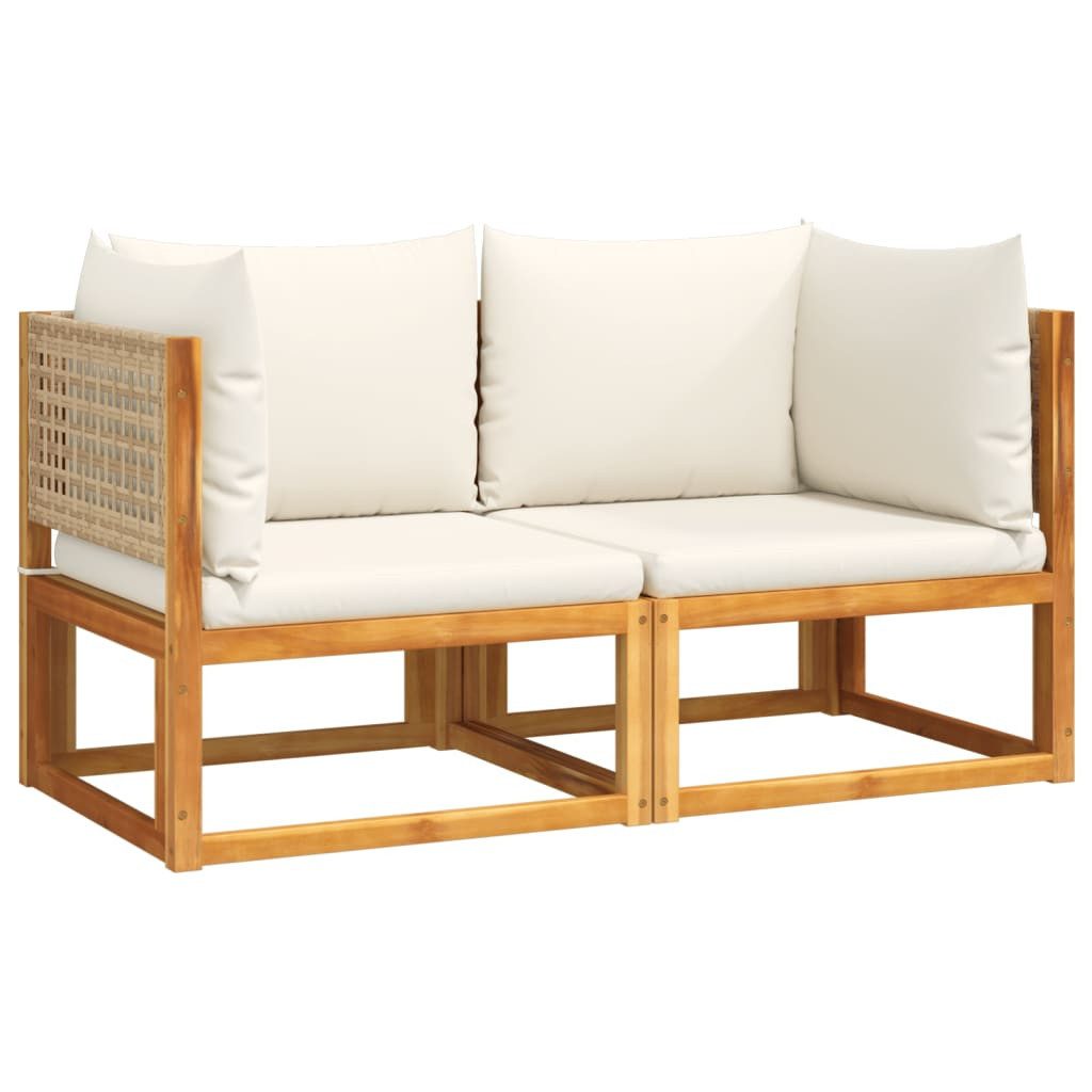 vidaXL Gartenlounge-Set Gartensofas-Ecke mit Kissen 2 Stk. Holz & Rattan, (1-tlg)