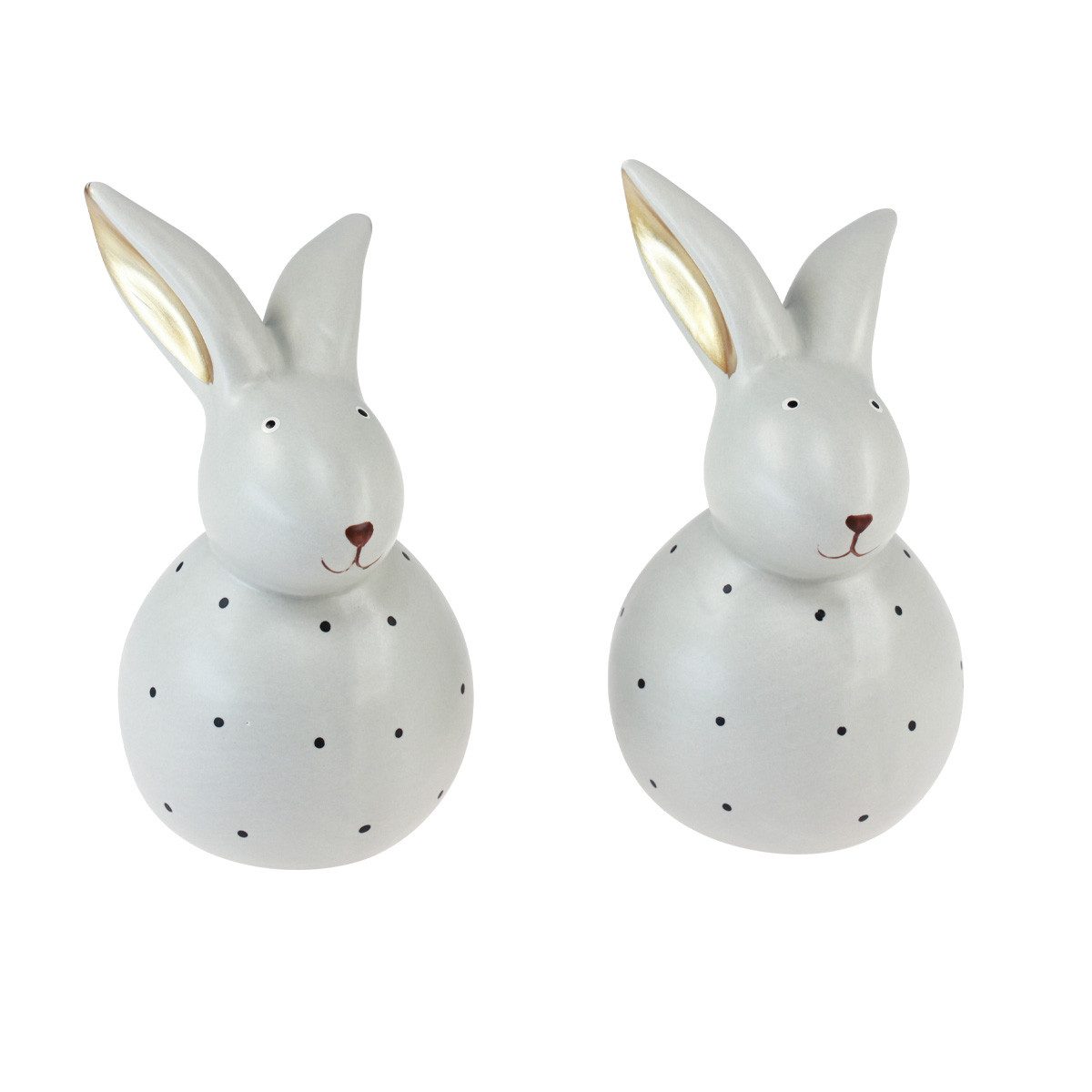 Viana Osterhase Osterhasen Deko Figuren Set, Punktmuster, 13cm, 2er Set, 2 Stück