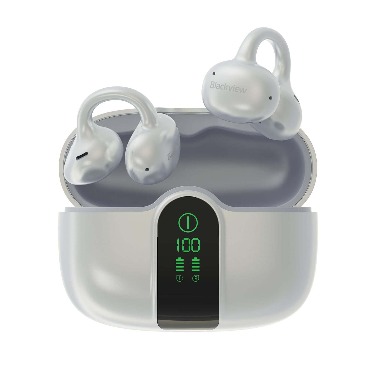 blackview Bluetooth 6.0-Sportkopfhörer AirBuds 15 Bluetooth-Kopfhörer 30h Akku Open-Ear-Kopfhörer (Bluetooth, mit Ohrclip Design, in neuartigem Kugeldesign,Bluetooth 6.0, IPX5)