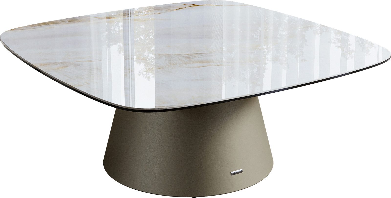 DELIFE Couchtisch Edge, Boot 90x90 cm Keramik Onyx Pearl Borna Effektfinish Titan