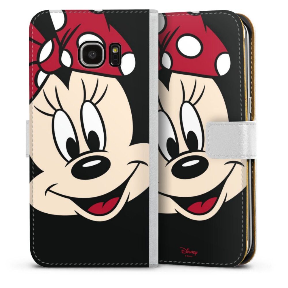 DeinDesign Handyhülle Minnie Mouse Disney Offizielles Lizenzprodukt Minnie All Over, Samsung Galaxy S7 Edge Hülle Handy Flip Case Wallet Cover