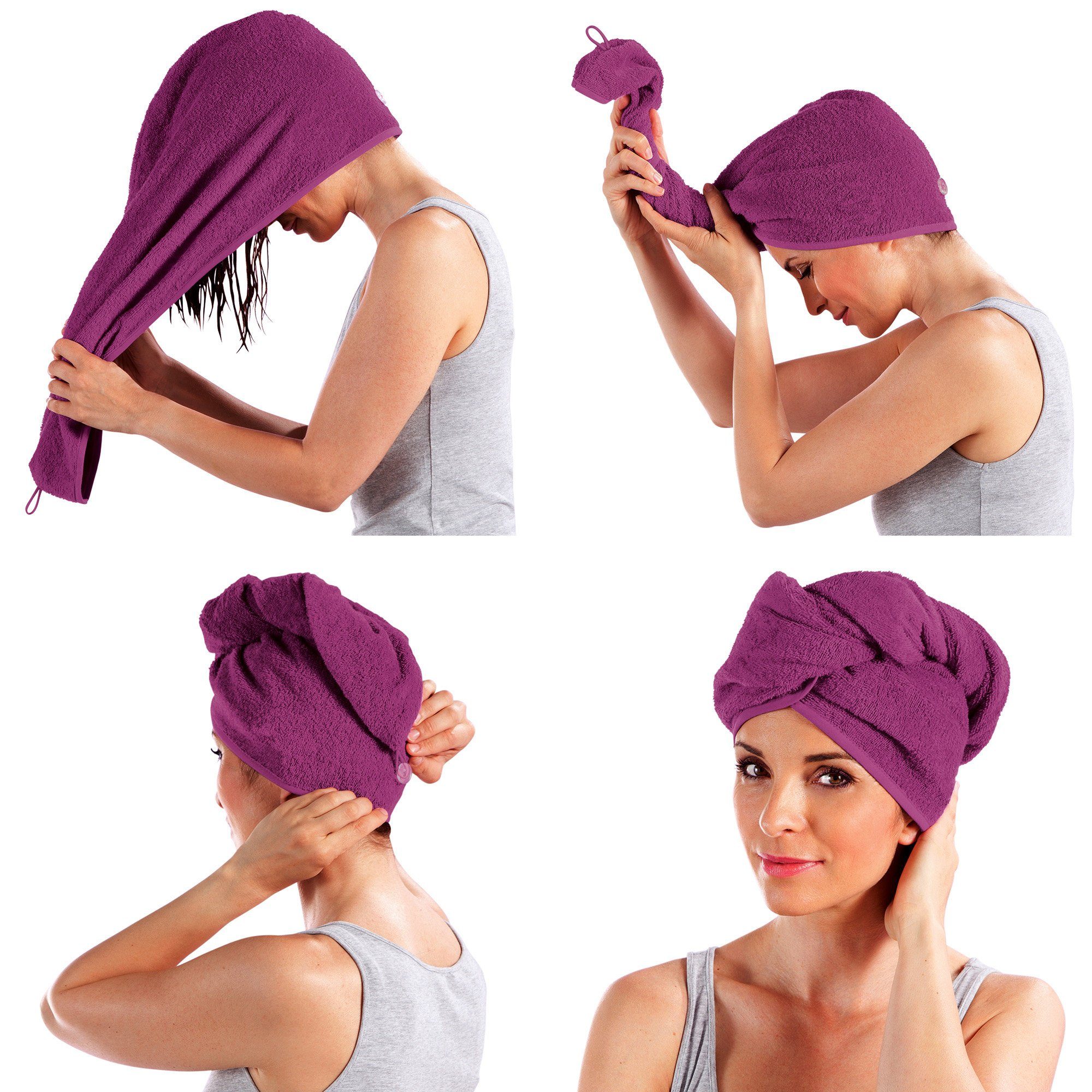 fuchsia Müller Erwin (1-St), Handtuch Uni Frottier Turban, Walk-Frottier