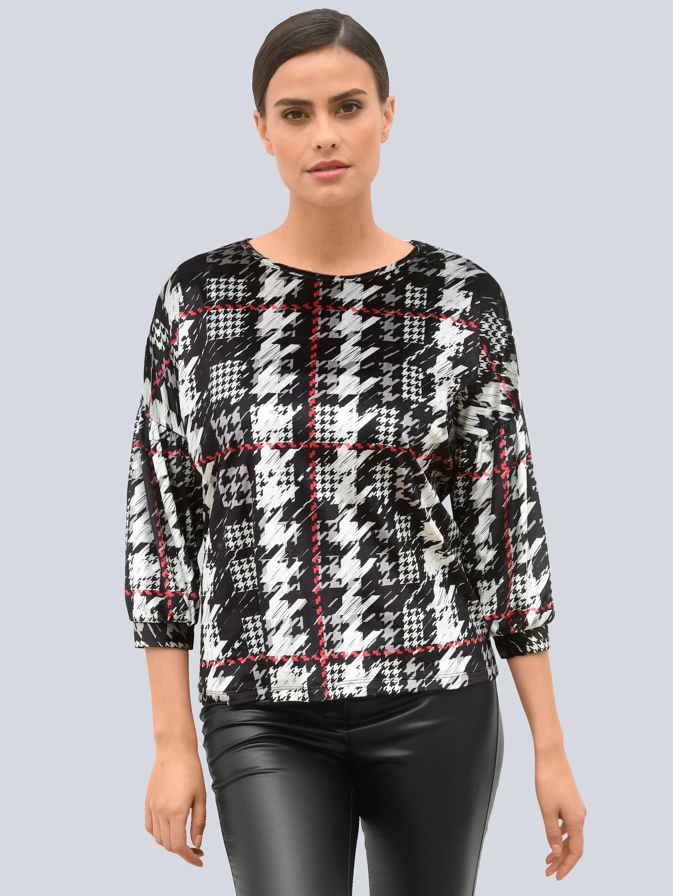 Alba Moda Print-Shirt Shirt mit Hahnentrittdessin