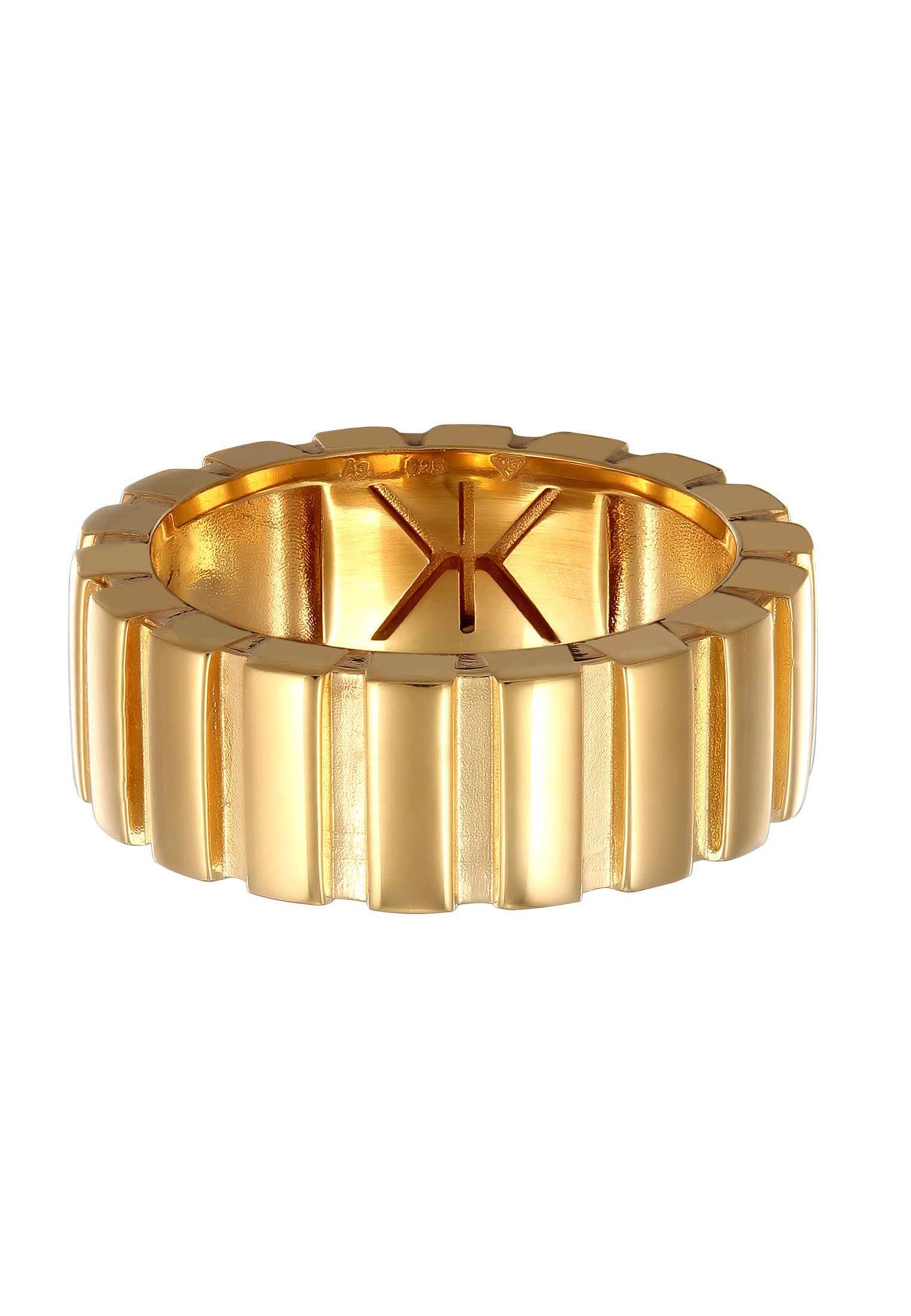 Kuzzoi Silberring Herrenring Maskulin Rillendesign 925 Sterling Silber