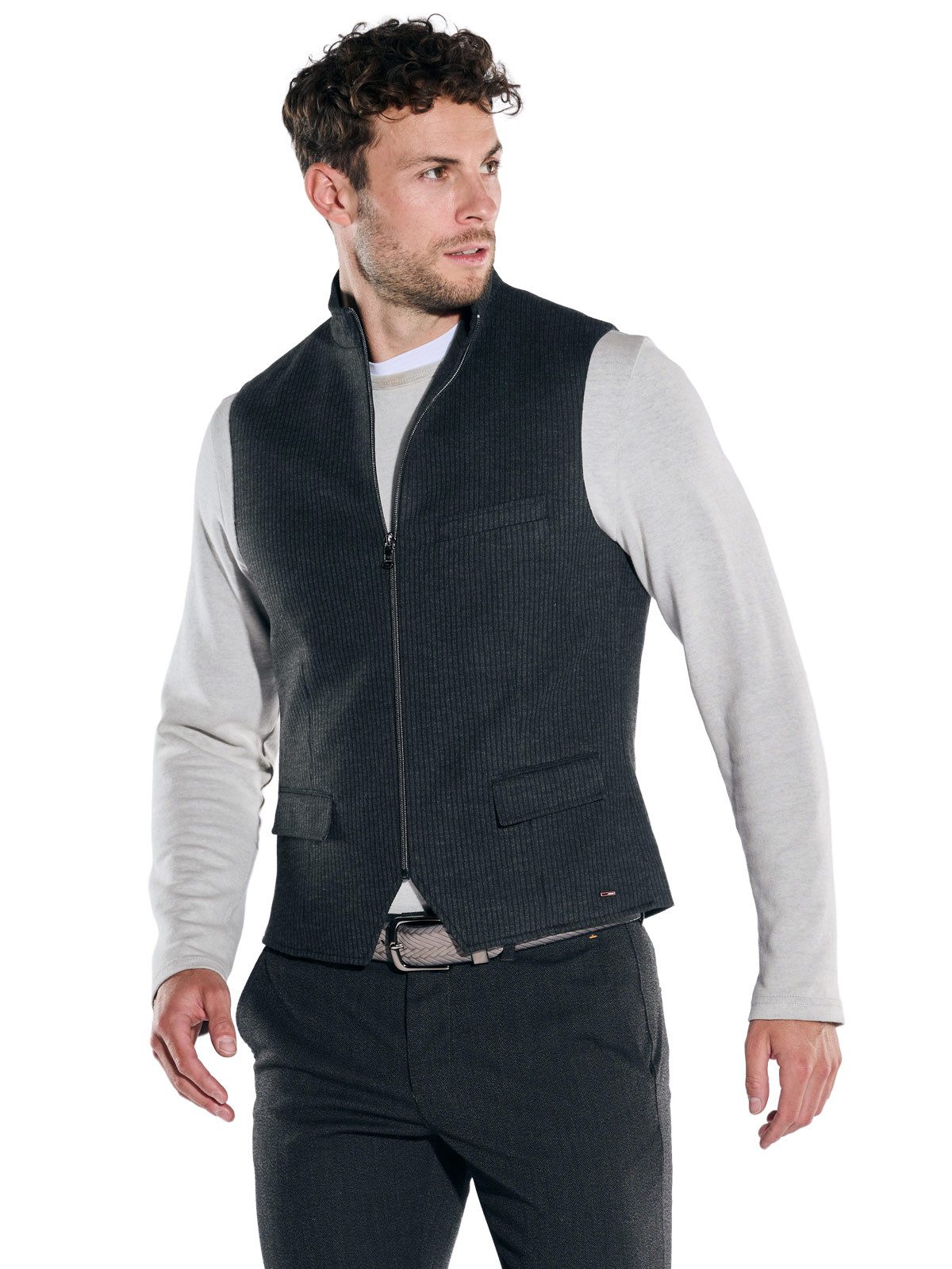 emilio adani Anzugweste emilio adani Herren Sakko-Weste mit Zipper, Anthrazit