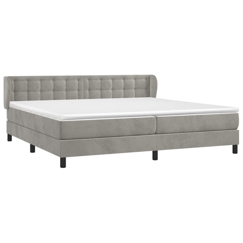 vidaXL Boxspringbett 200 x 200 cm Boxspringbett mit Matratze Hellgrau 200x200 cm Samt Bett