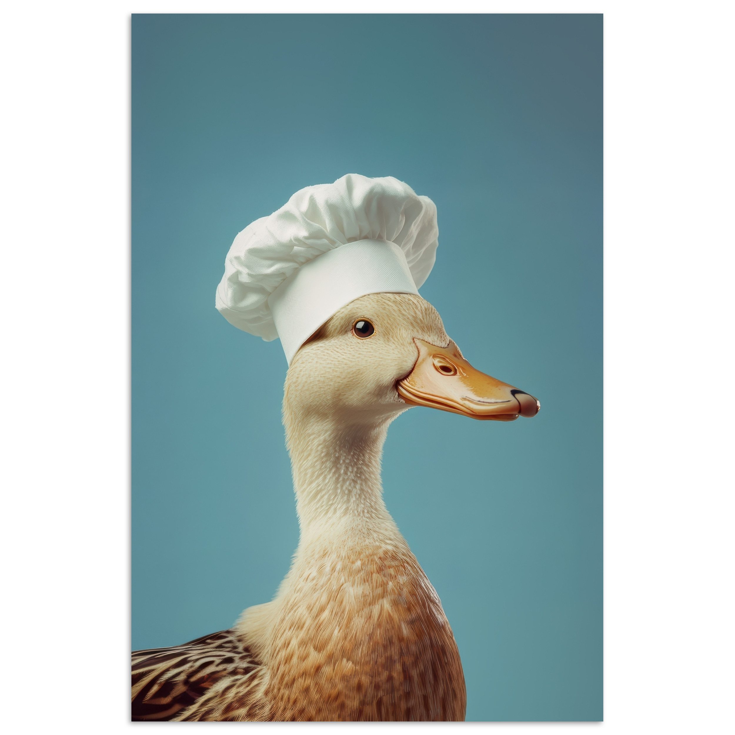 MuchoWow Poster Ente - Kochmütze - Süß - Vogel, (1 St), Poster ohne Rahmen, Wandbild, Wandposter, 40x60 cm