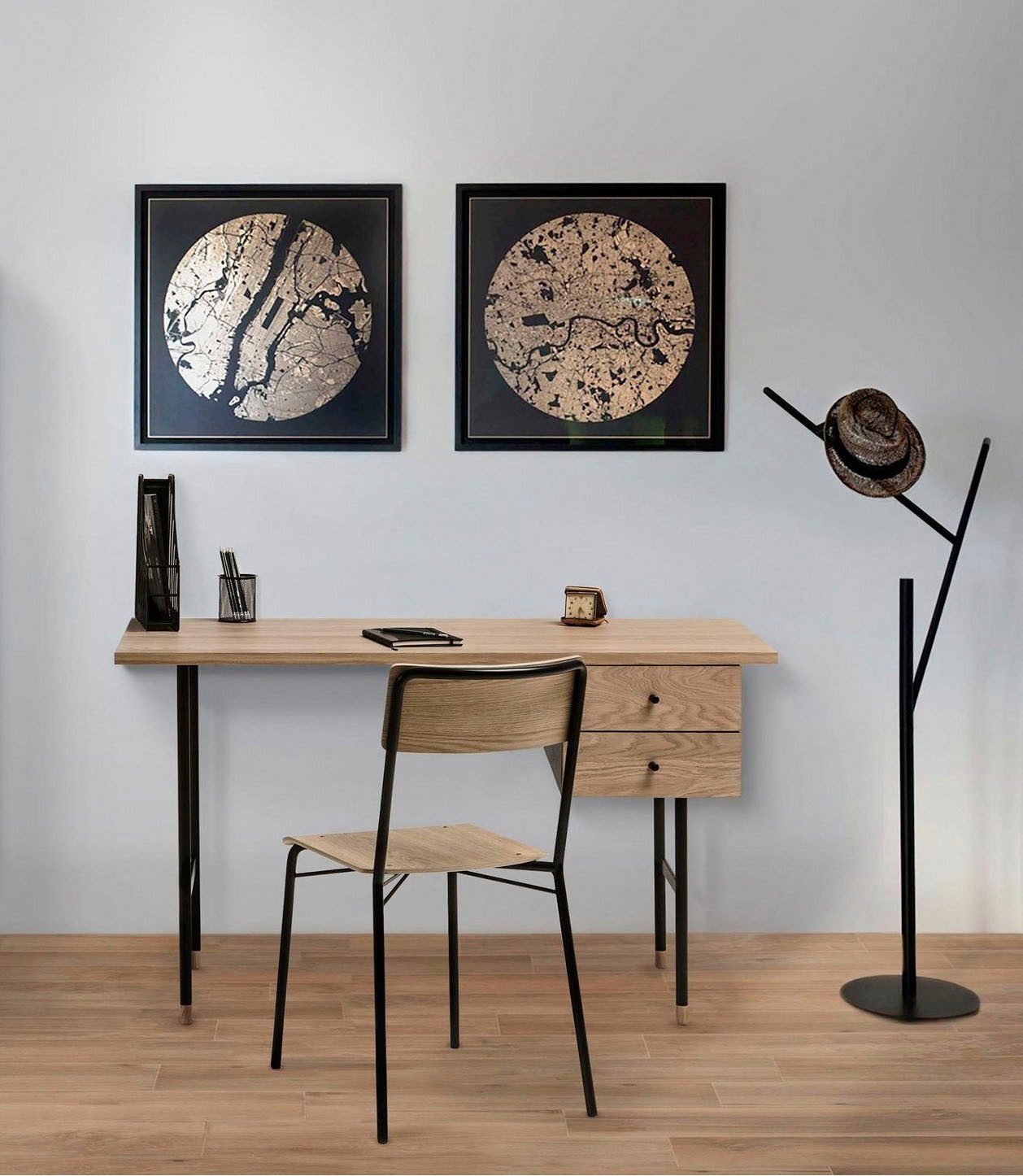 Woodman Schreibtisch Jugend, Schubladen mit Soft-Close-Funktion, Beine aus Metall, FSC®