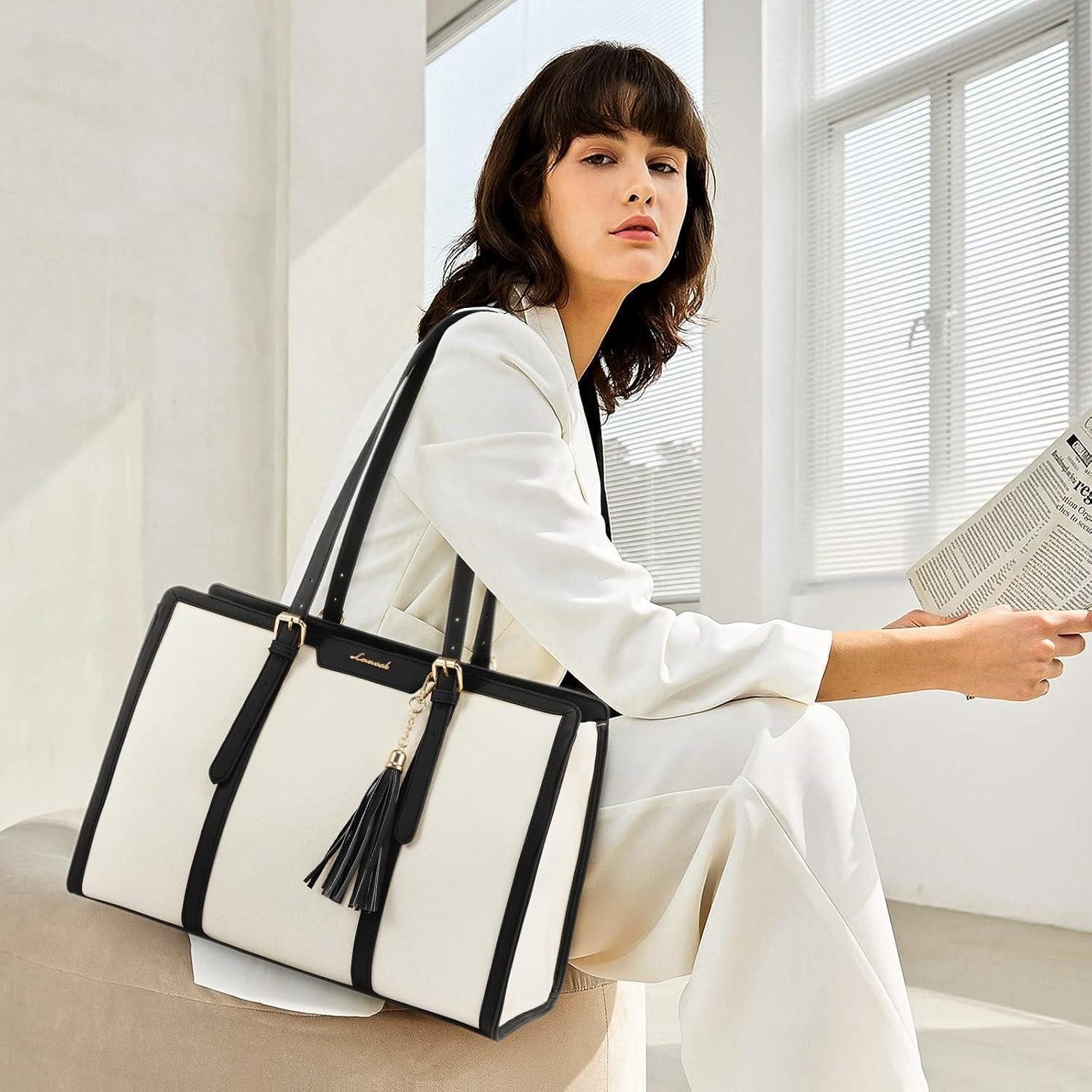 LuxusKollektion Businesstasche Laptop Handtasche Damen 15,6 Zoll Canvas Sho günstig online kaufen