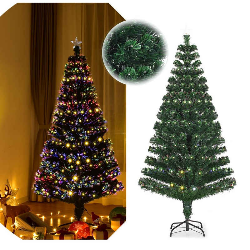COSTWAY Künstlicher Weihnachtsbaum, LED Tannenbaum PVC Nadeln & 8 Blink-Modi