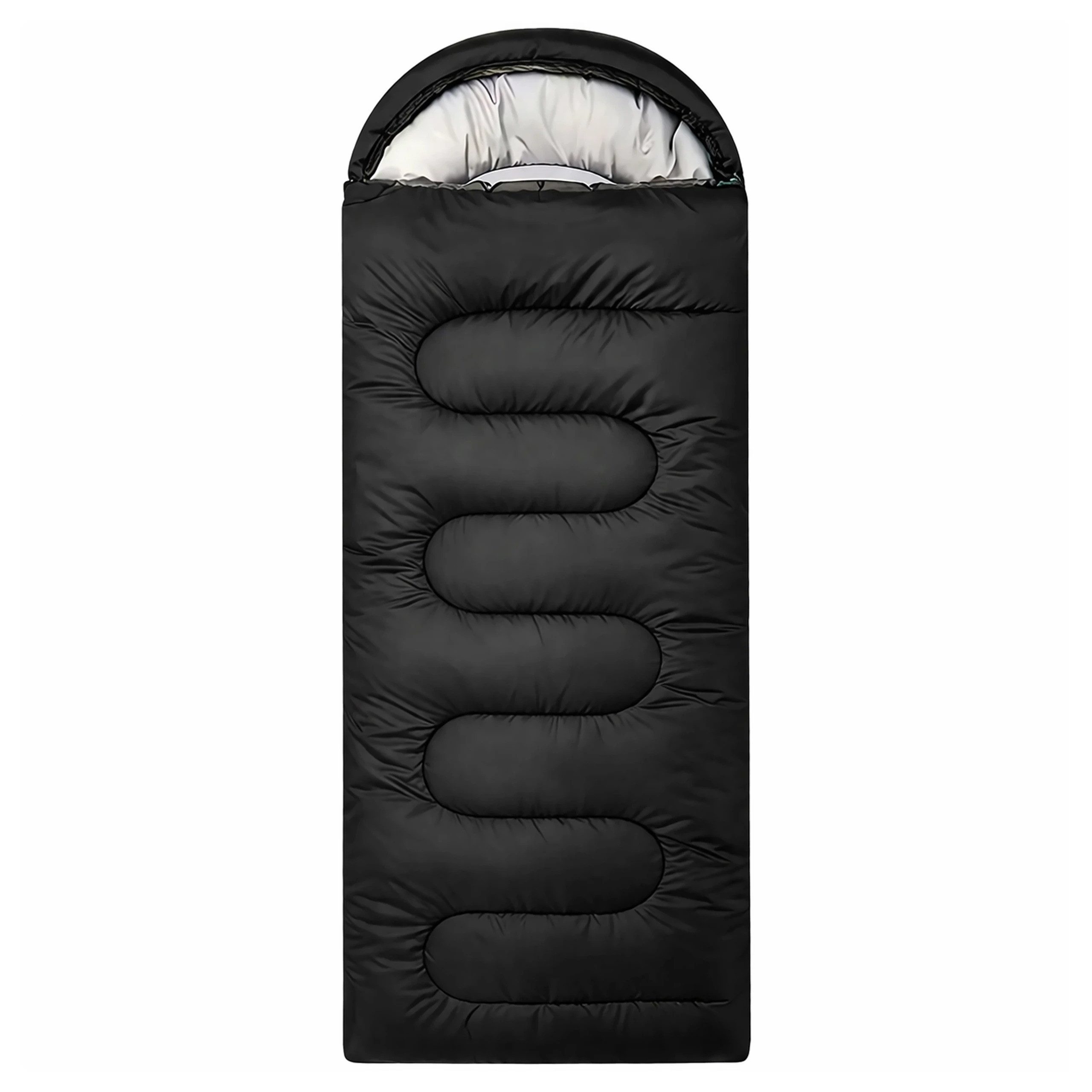 Realb2b Mumienschlafsack Mumienschlafsack 2-in-1 210 × 75 cm mit Kapuze, schwarz (Mumienschlafsack 2-in-1 mit Kapuze, Packsack und Deckenfunktion, Schlafsack mi – Bild 2 von 5