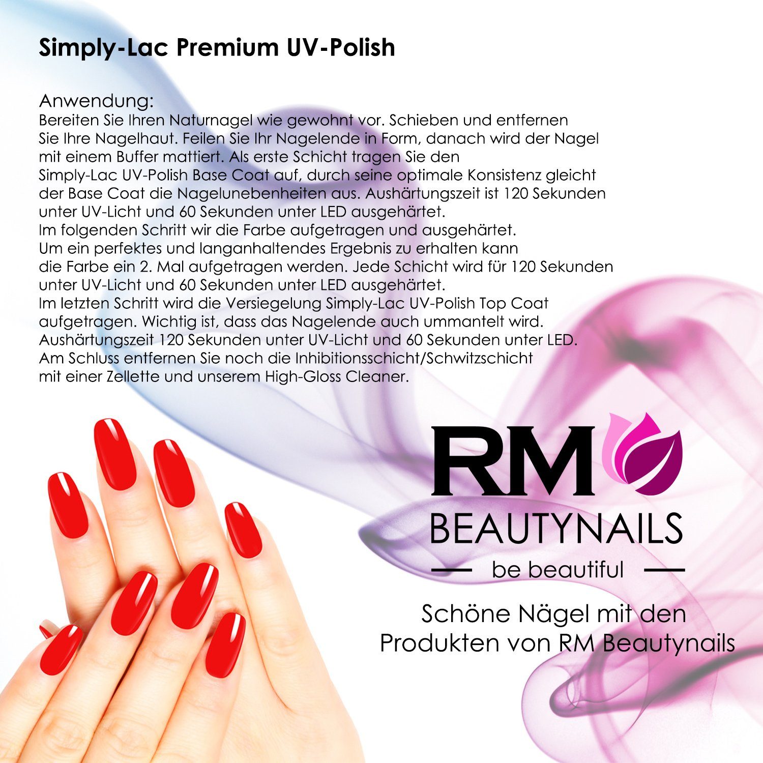 RM Beautynails UV-Nagellack Simply Lac Premium UV-Nagellack UV-Polish 10ml Gellack Shellac, Haltbarkeit bis zu drei Wochen / Hybrid-Lack – Bild 5 von 5