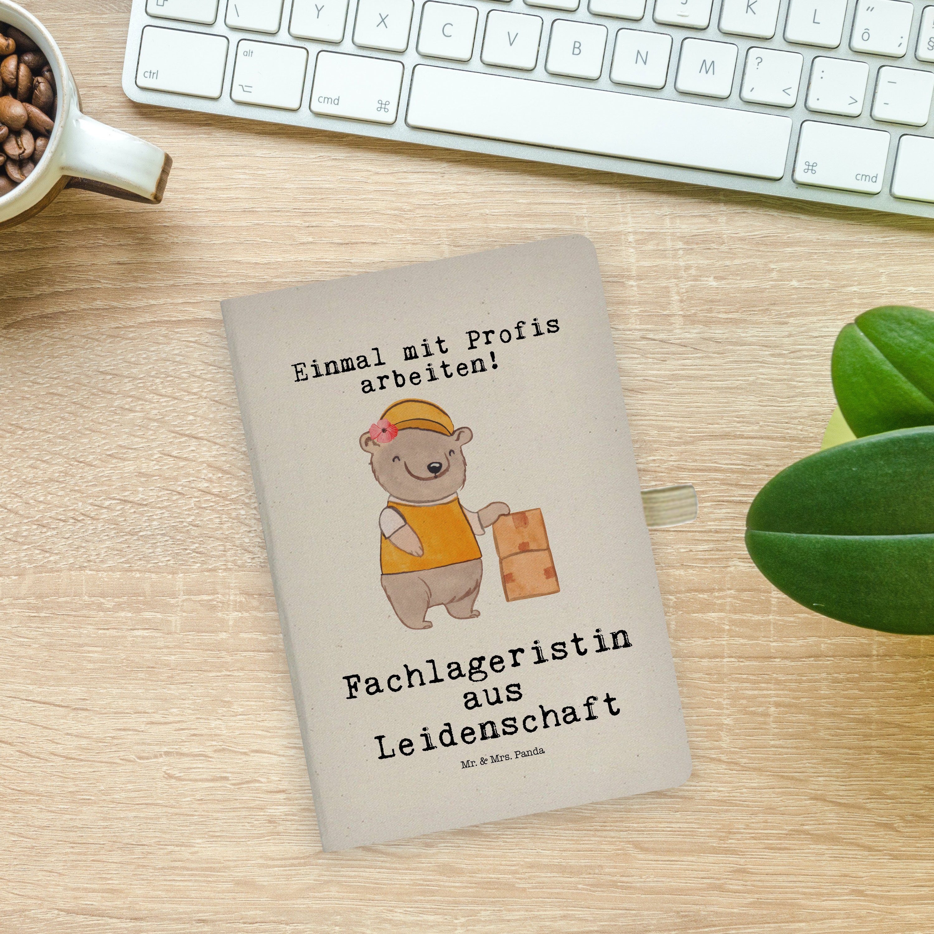 Mr. & Mrs. Panda Notizbuch - Transparent Leidenschaft & Lagerverwal Geschenk, Fachlageristin - aus Mr. Mrs. Panda