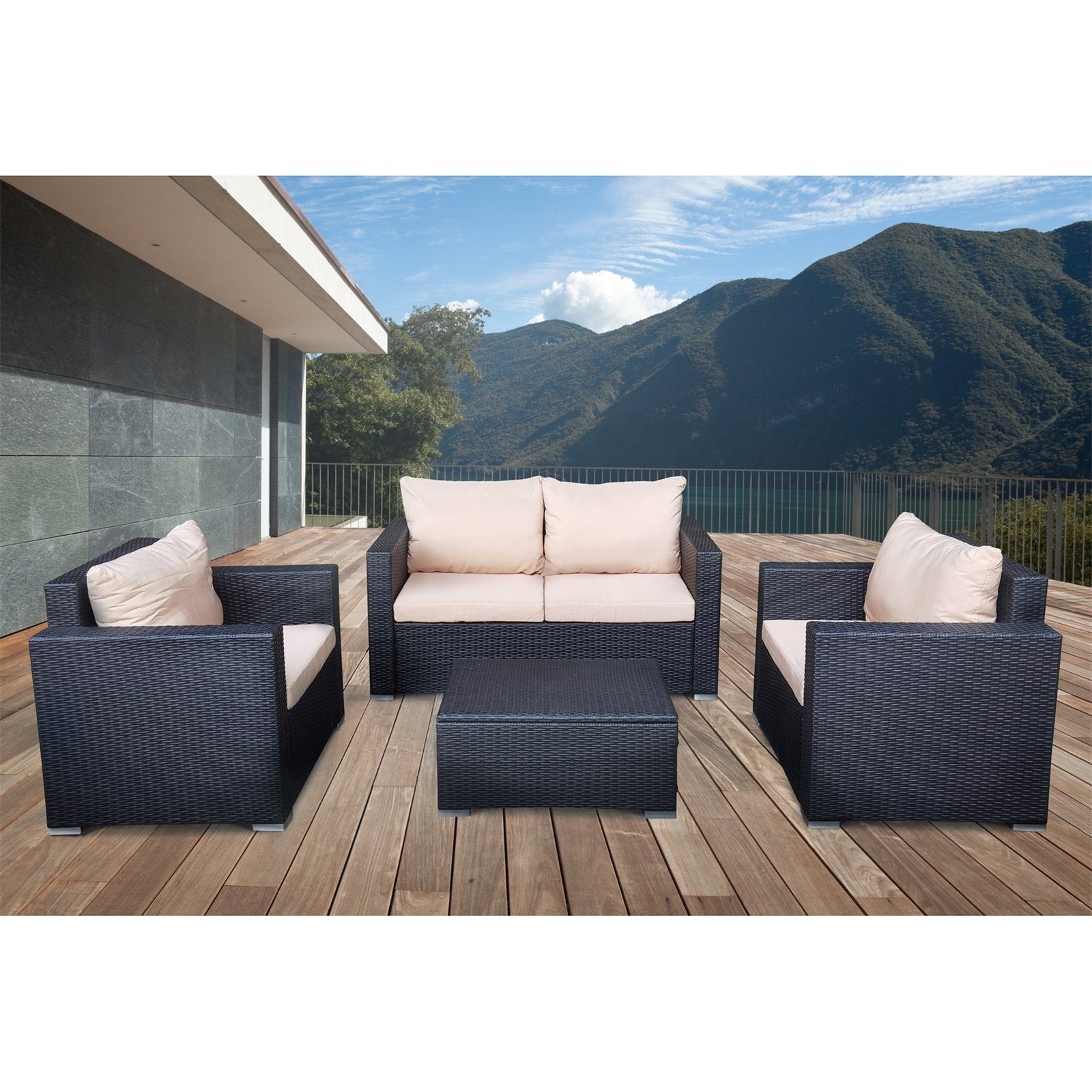 HTI-Living Gartenlounge-Set Terrassenmöbel Polyrattan (Set, 4-tlg), Caletta, Loungemöbel