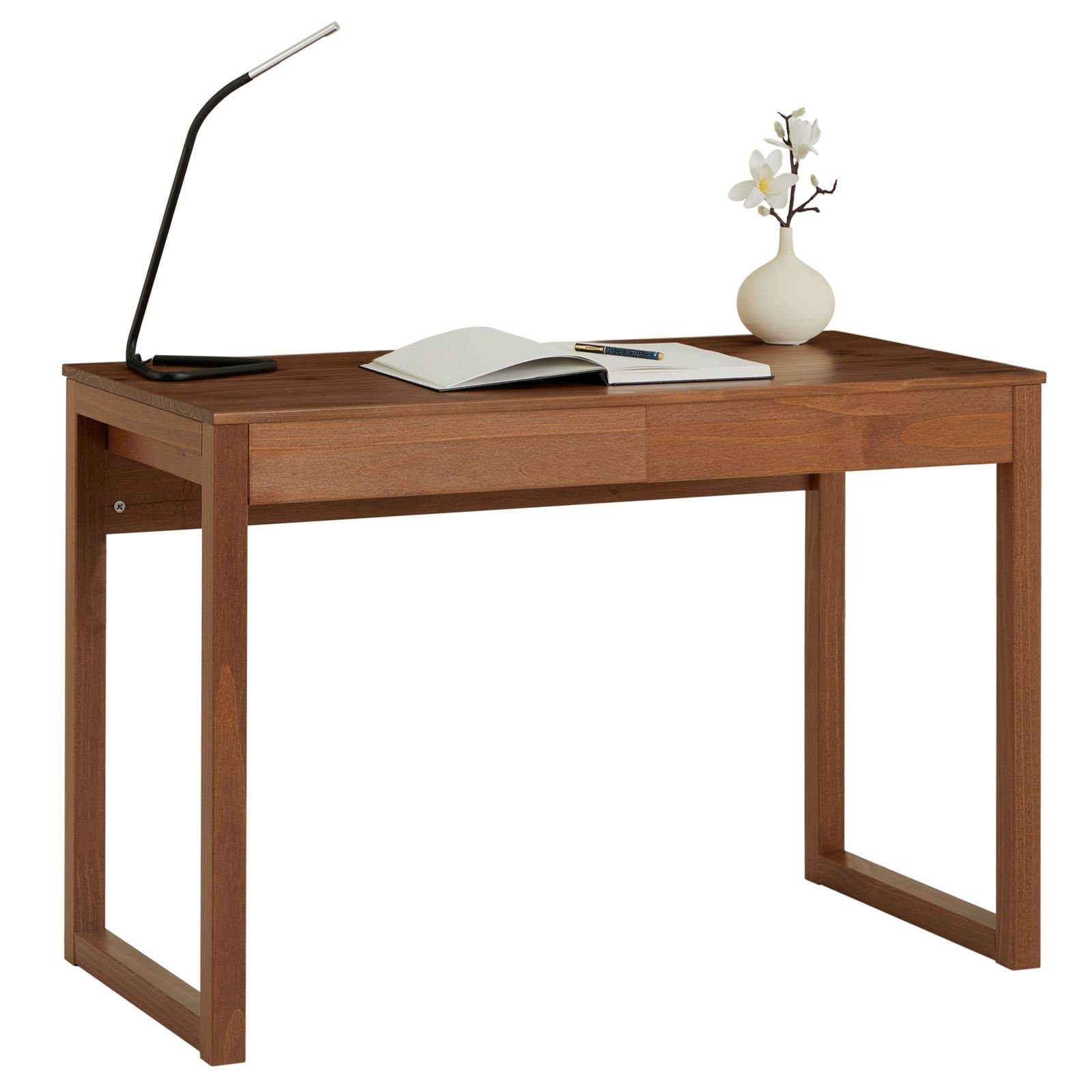 IDIMEX Schreibtisch NOAH, Schreibtisch in kastanie aus Kiefer Tisch mit 2 Schubladen aus Massivh