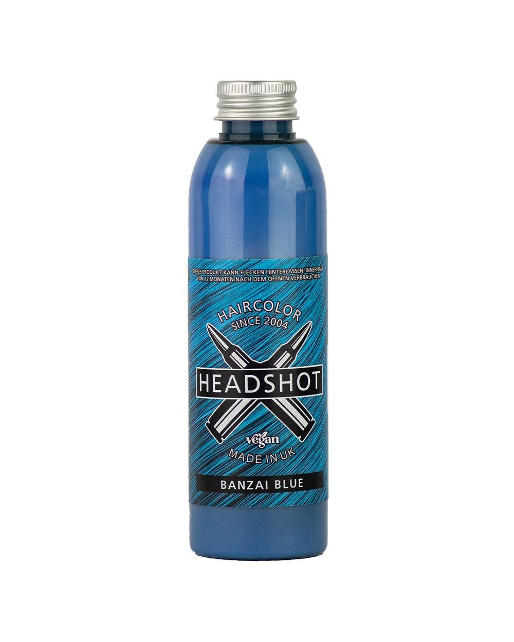 Haartönung Headshot Haartönung vegane Haarfarbe Banzai Blue (150 ml), Packung, Chemikalien