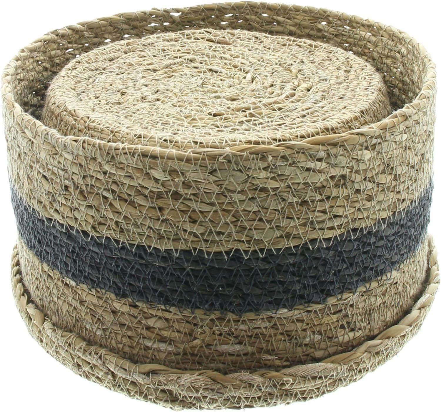 Dekoleidenschaft Aufbewahrungskorb "Karima" aus Seegras, natur / braun, mit Deckel, Aufbewahrungsbox (2 St., im Set), handgefertigt, Ordnungsbox, Badkorb, Aufbewahrungskörbchen, Korbset