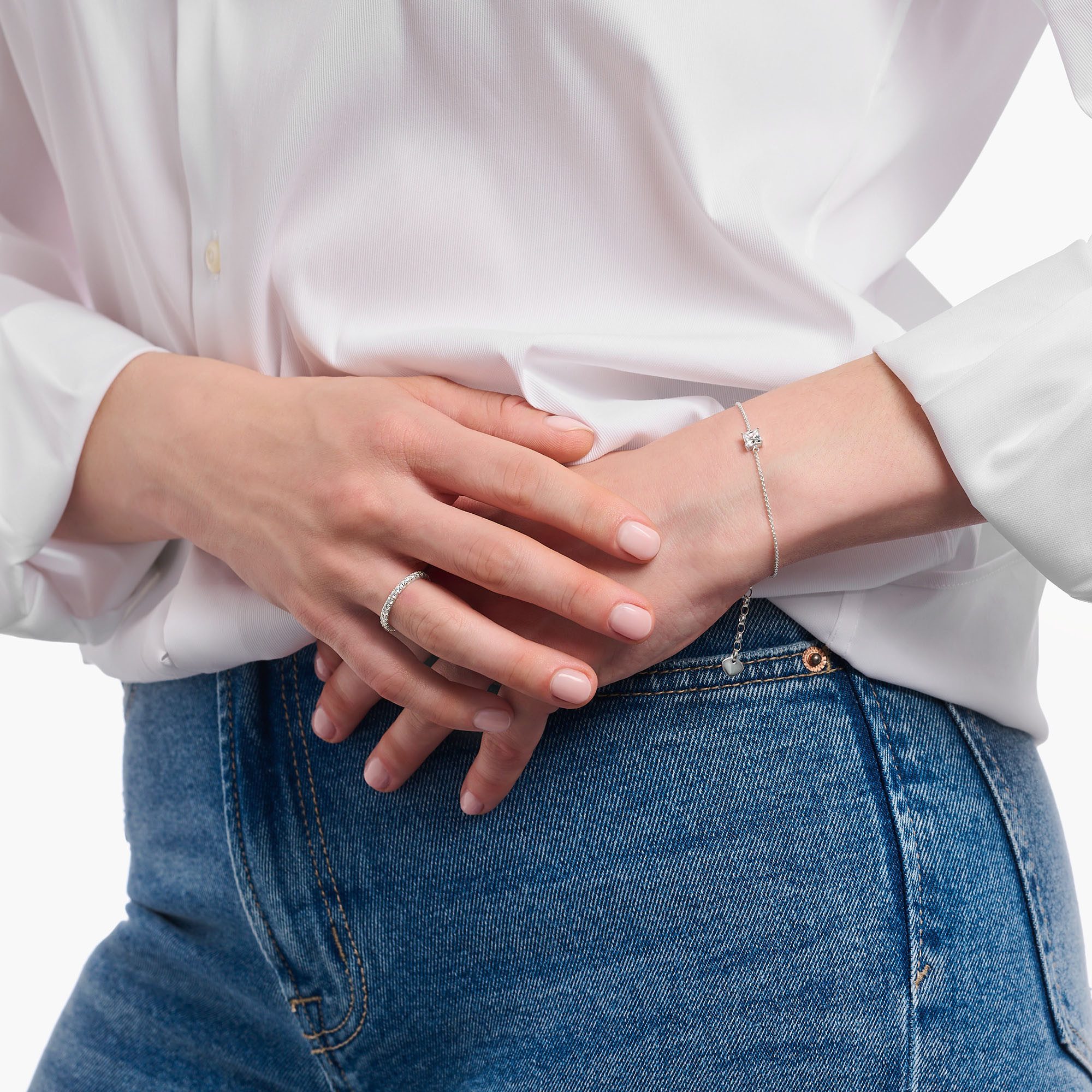 THOMAS SABO Armband Schmuck Silber 925 Armkettchen mit Solitär, mit Zirkonia (synth)