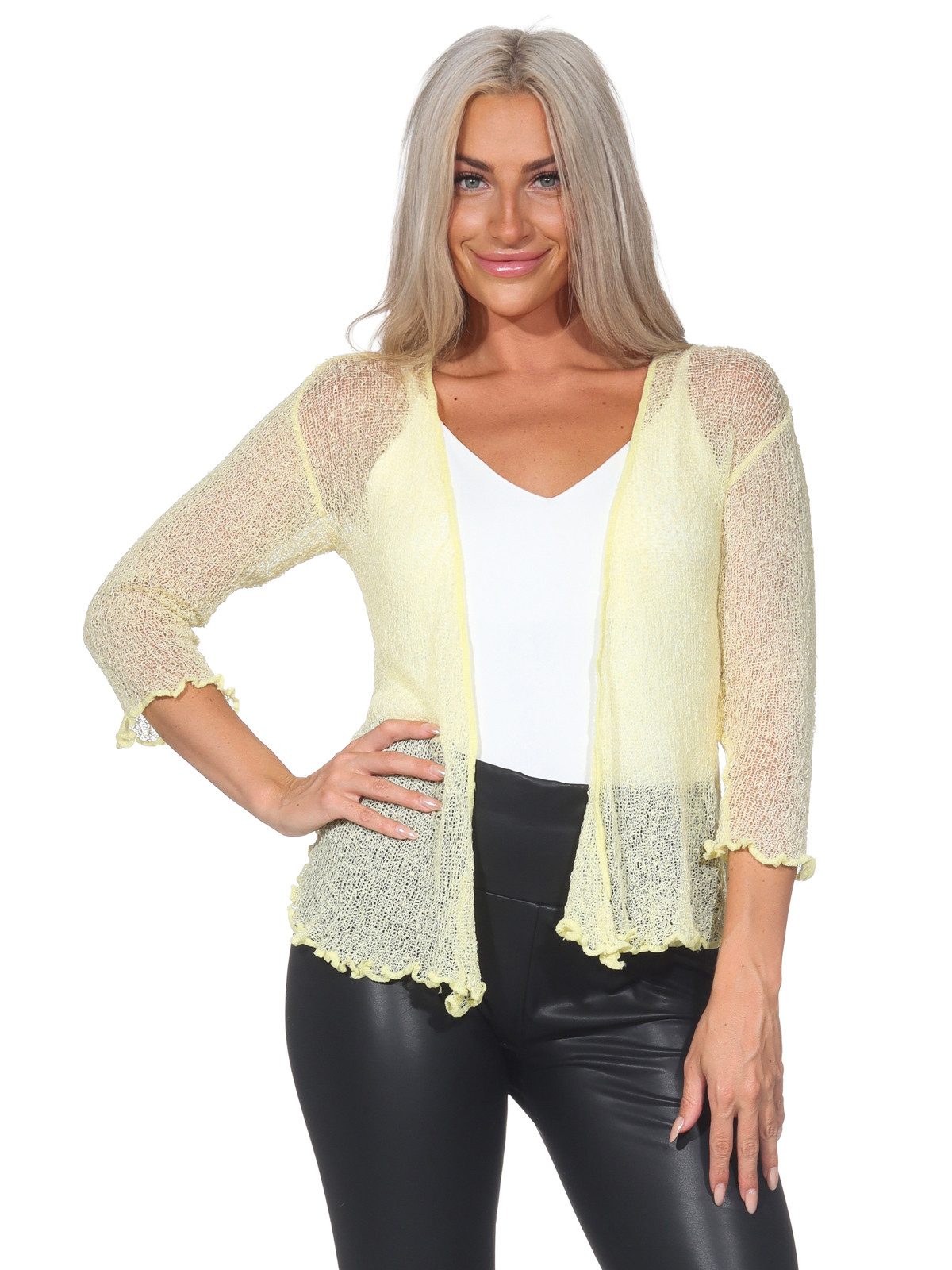 ikat Bolero IKA01 (Sommerlicher angenehm leichter Damen Bolero mit 3/4 Arm)