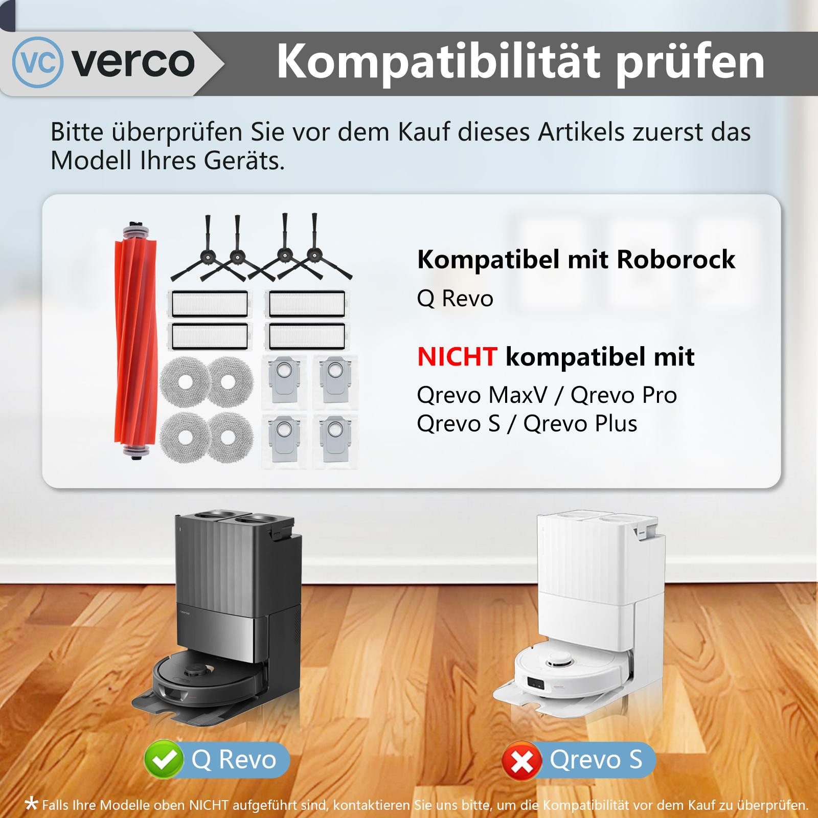 VERCO Reinigungsbürsten-Set Reinigungskit für Roborock, Für Roborock Q Revo, (17-tlg), Ersatz Teile Set Wartungskit Filter Seitenbürste Zubehör Bürste